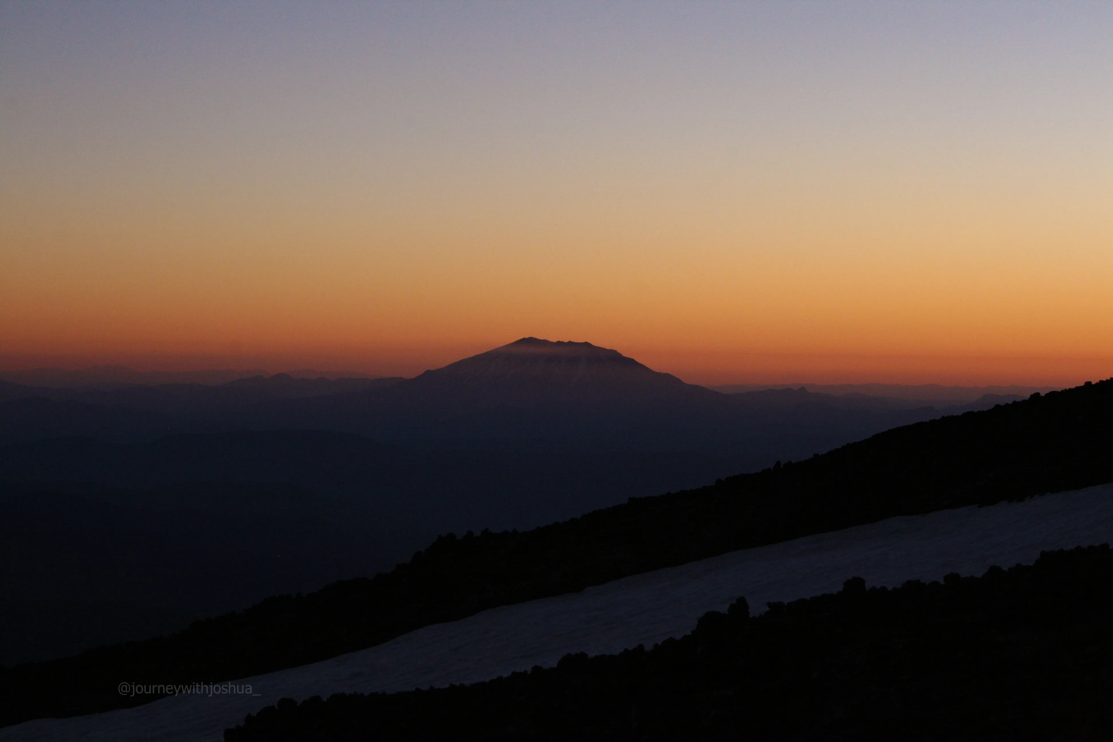 Mount St. Helens catching the last light at sunset