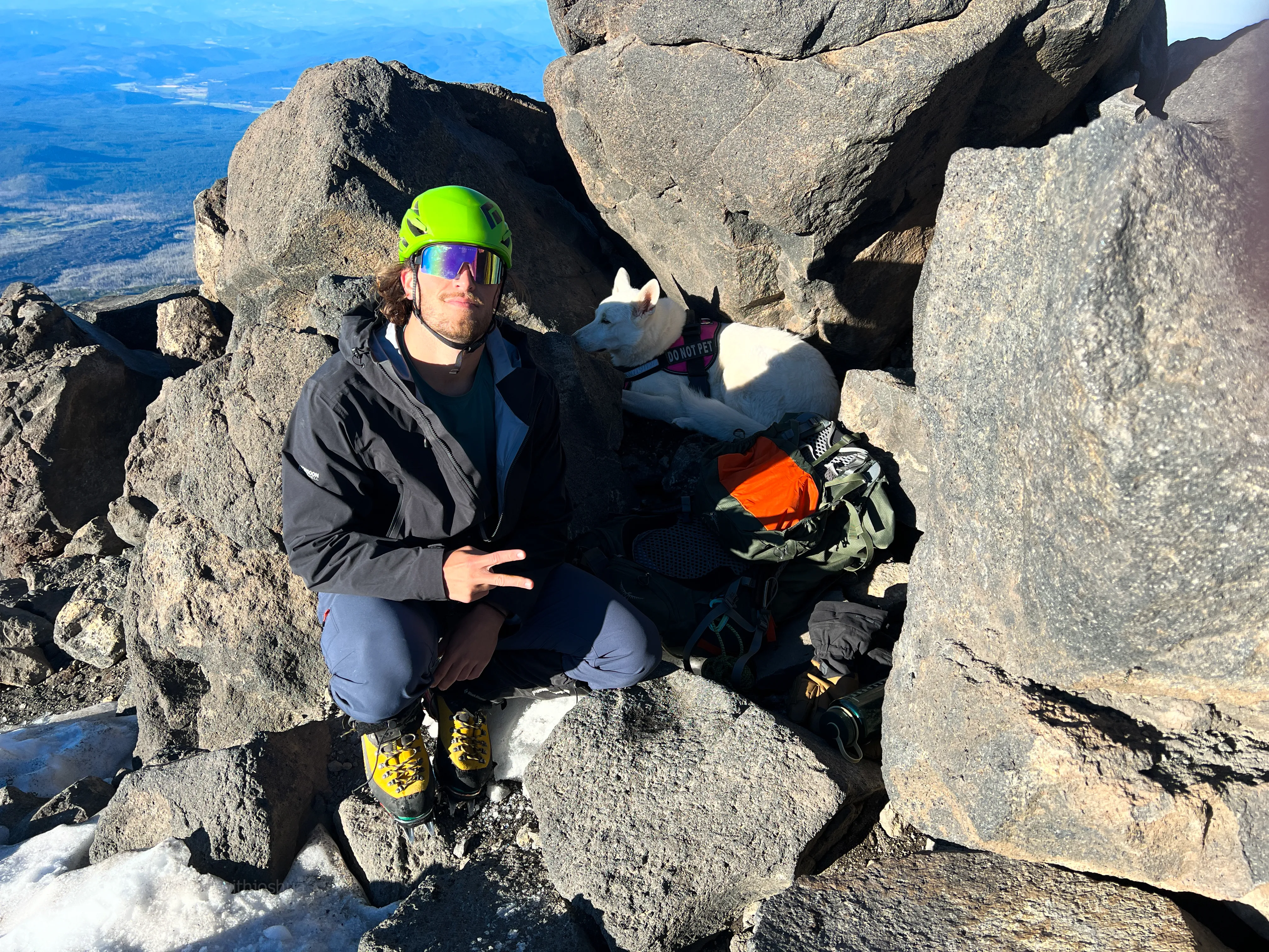 Stella and I made it to Pikers Peak, the false summit on Mount Adams