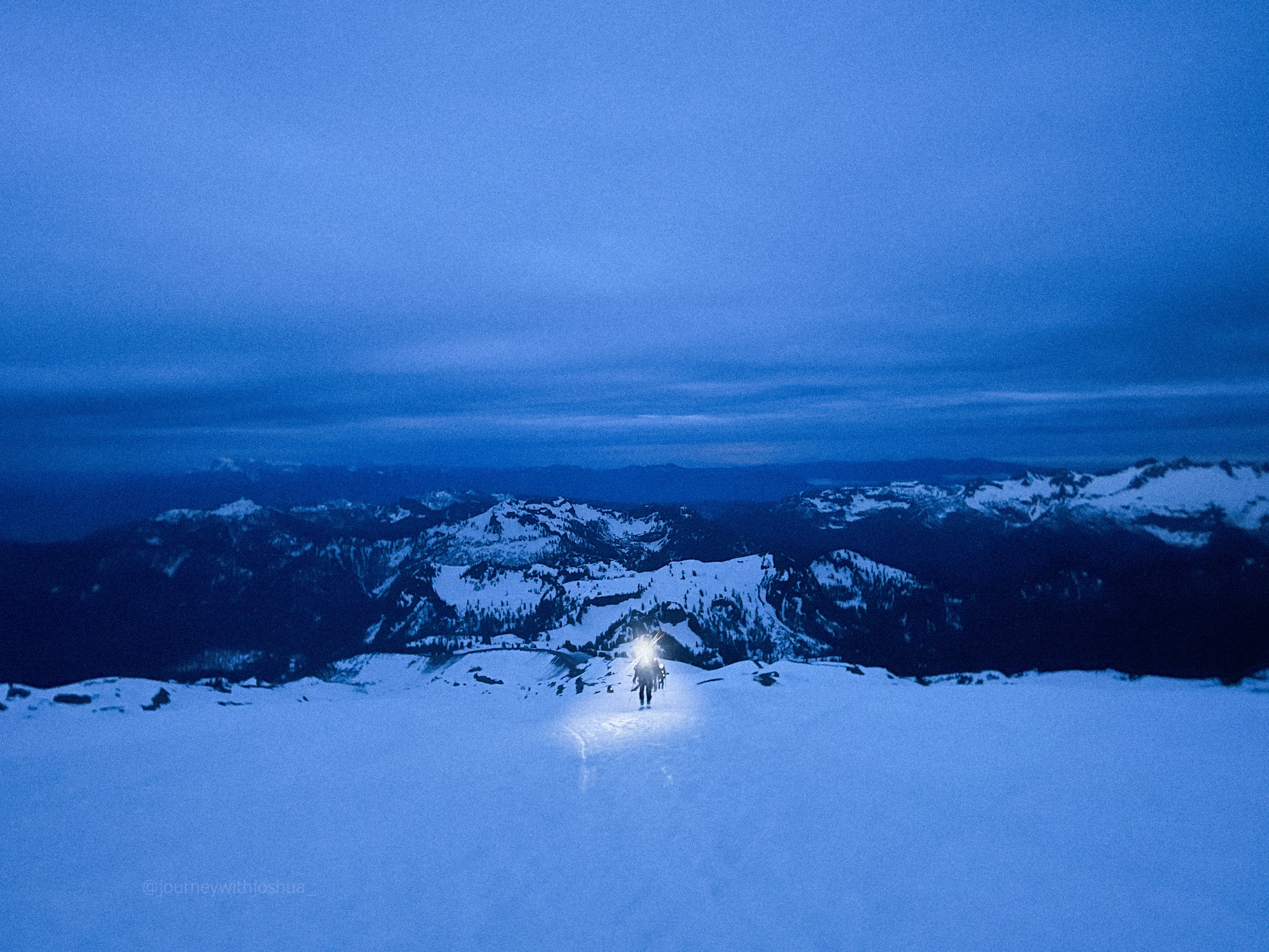 Our second rope team slogging close behind on the Easton Glacier