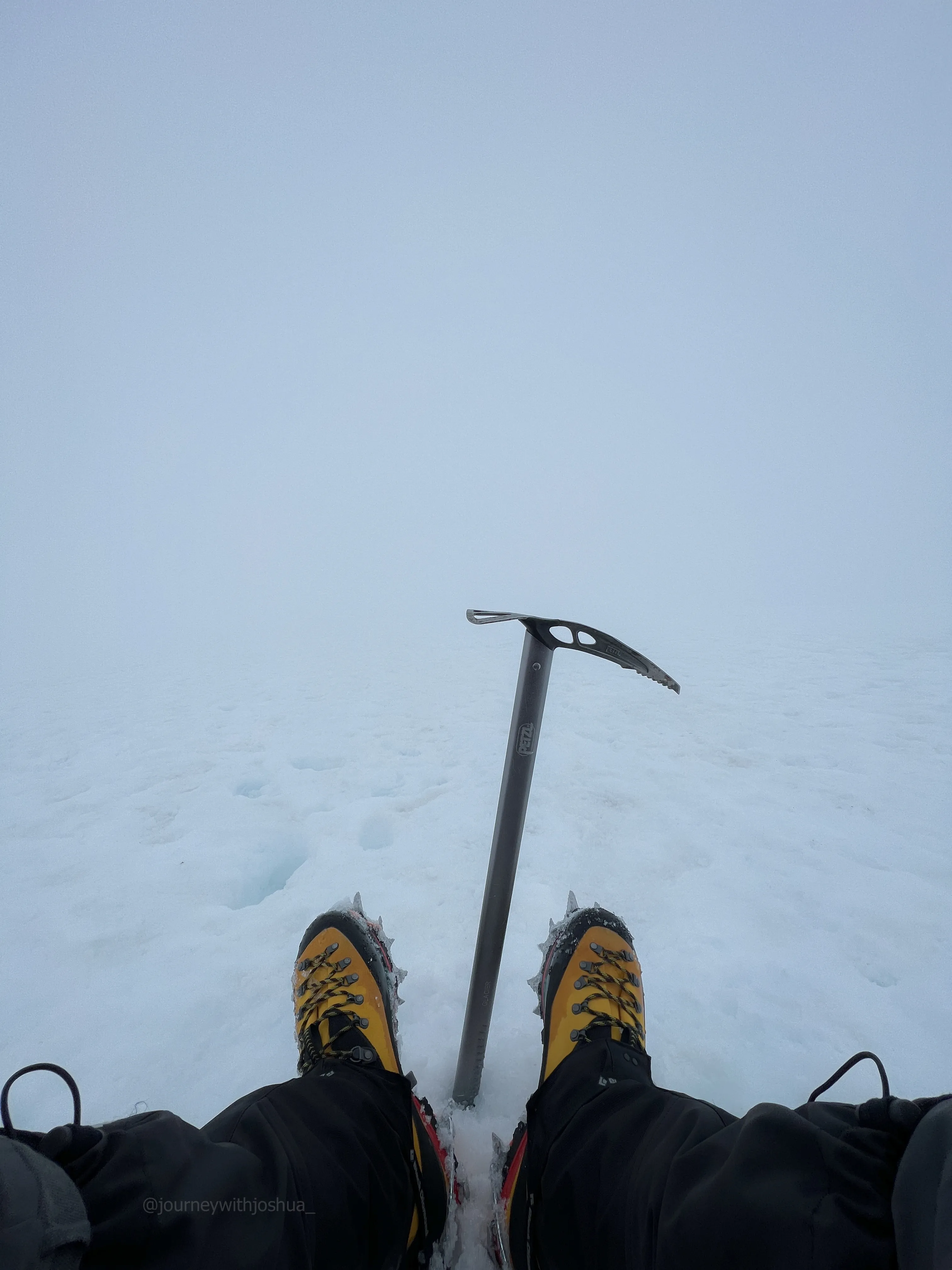 On the true summit, completely socked in