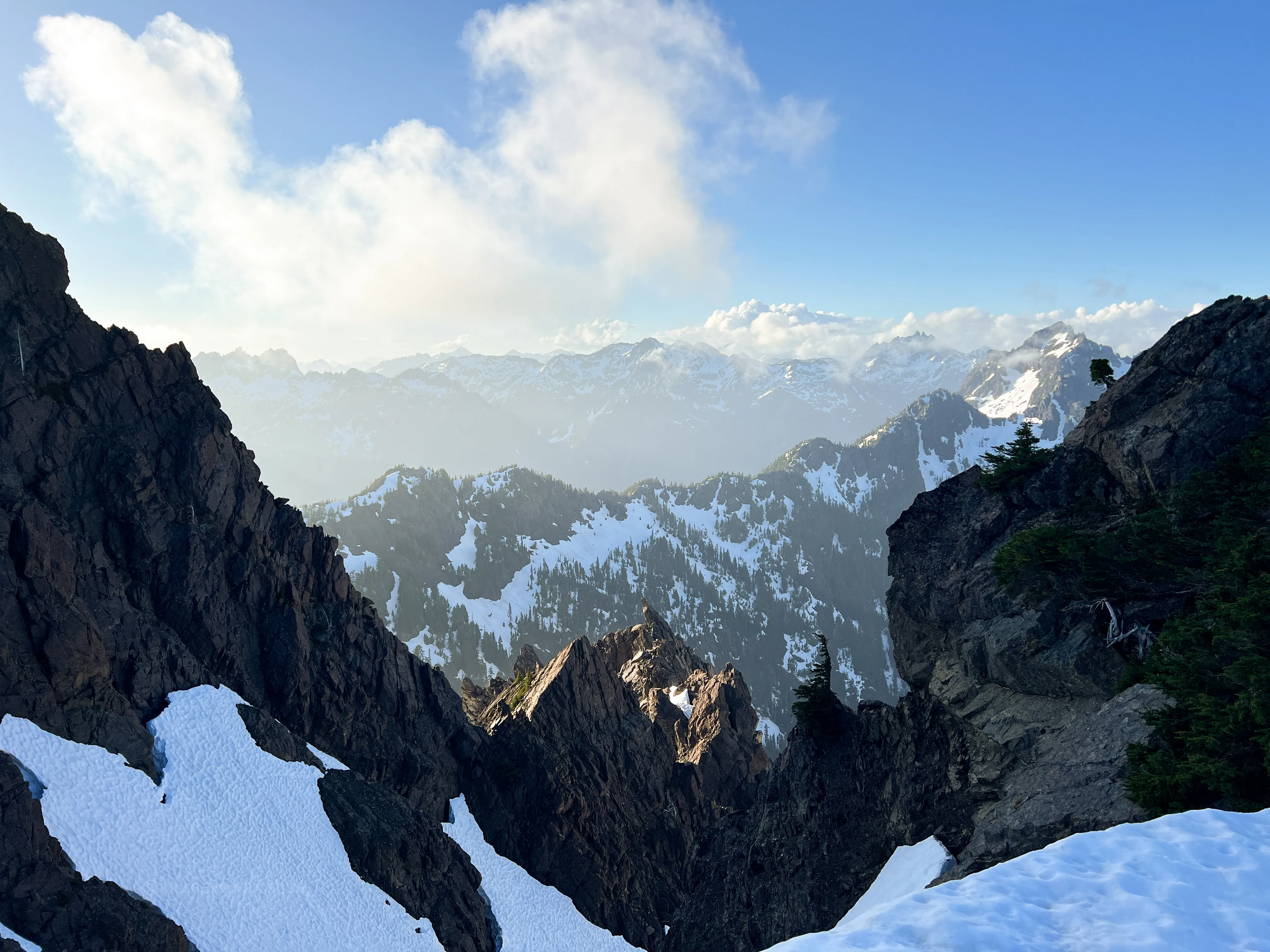 Sunset light on a neighboring couloir