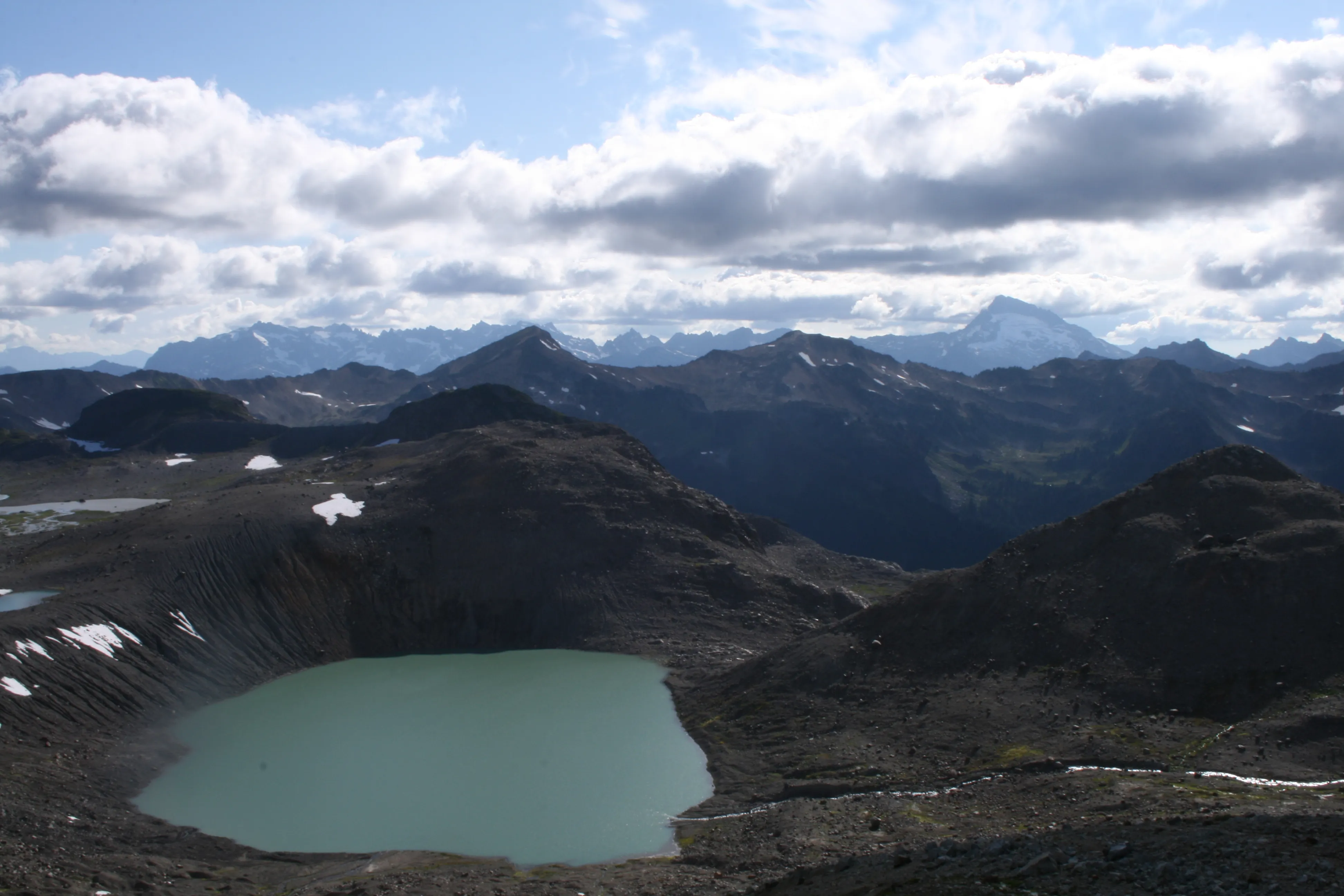The biggest lake I saw on the descent, with Sloan Peak in the background