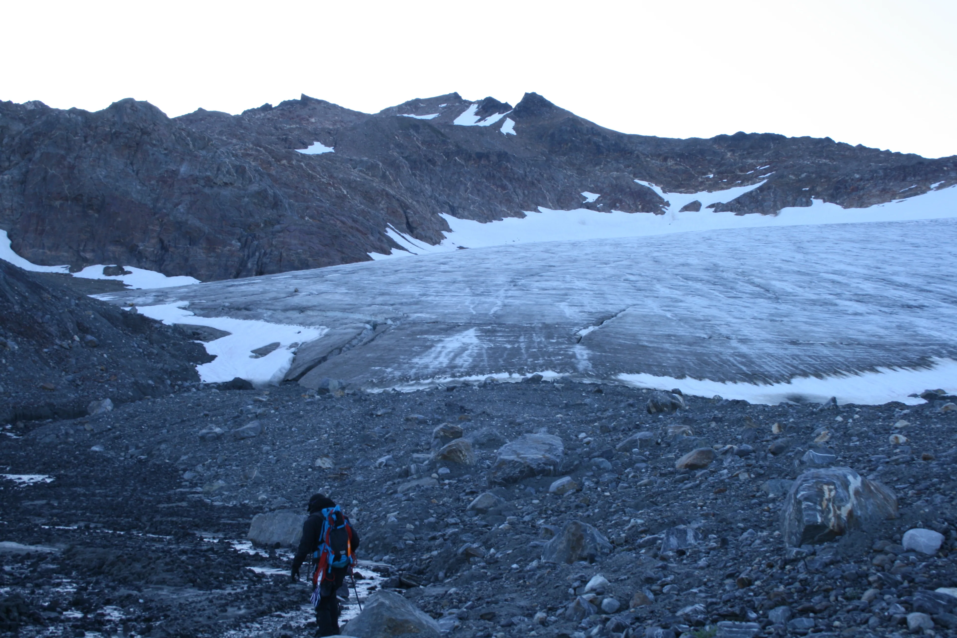 The gray basin of ice and rock beyond White Pass