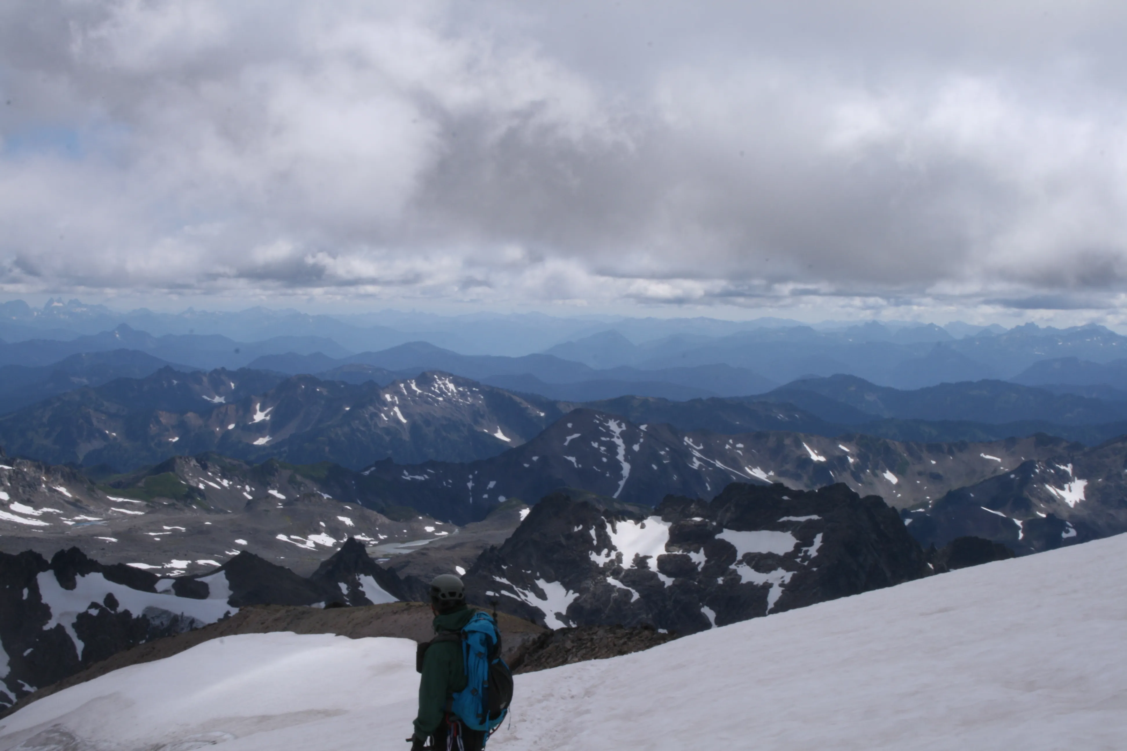 Jack taking in the layered ridgelines on the descent