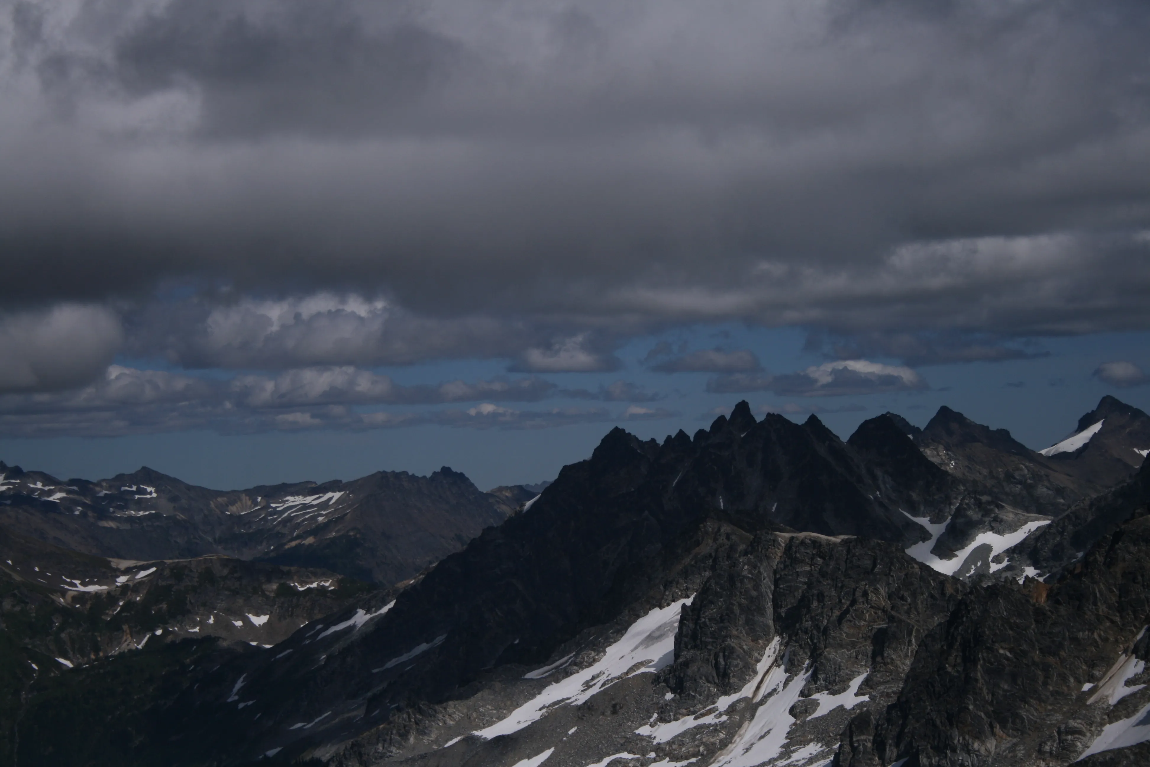 Jagged peaks stretching out from the summit