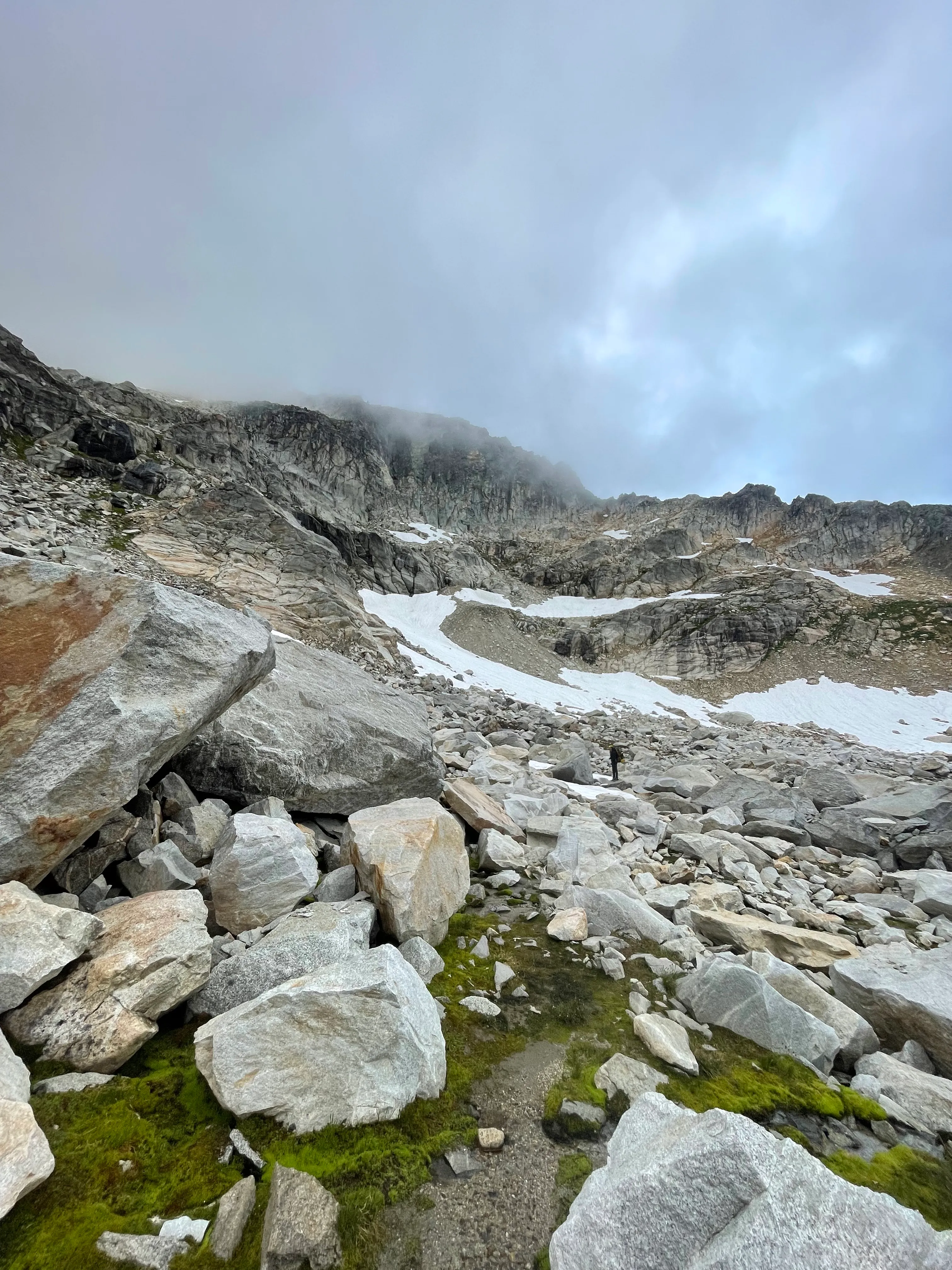 Rocks and snow in the basin, like landing on a new planet