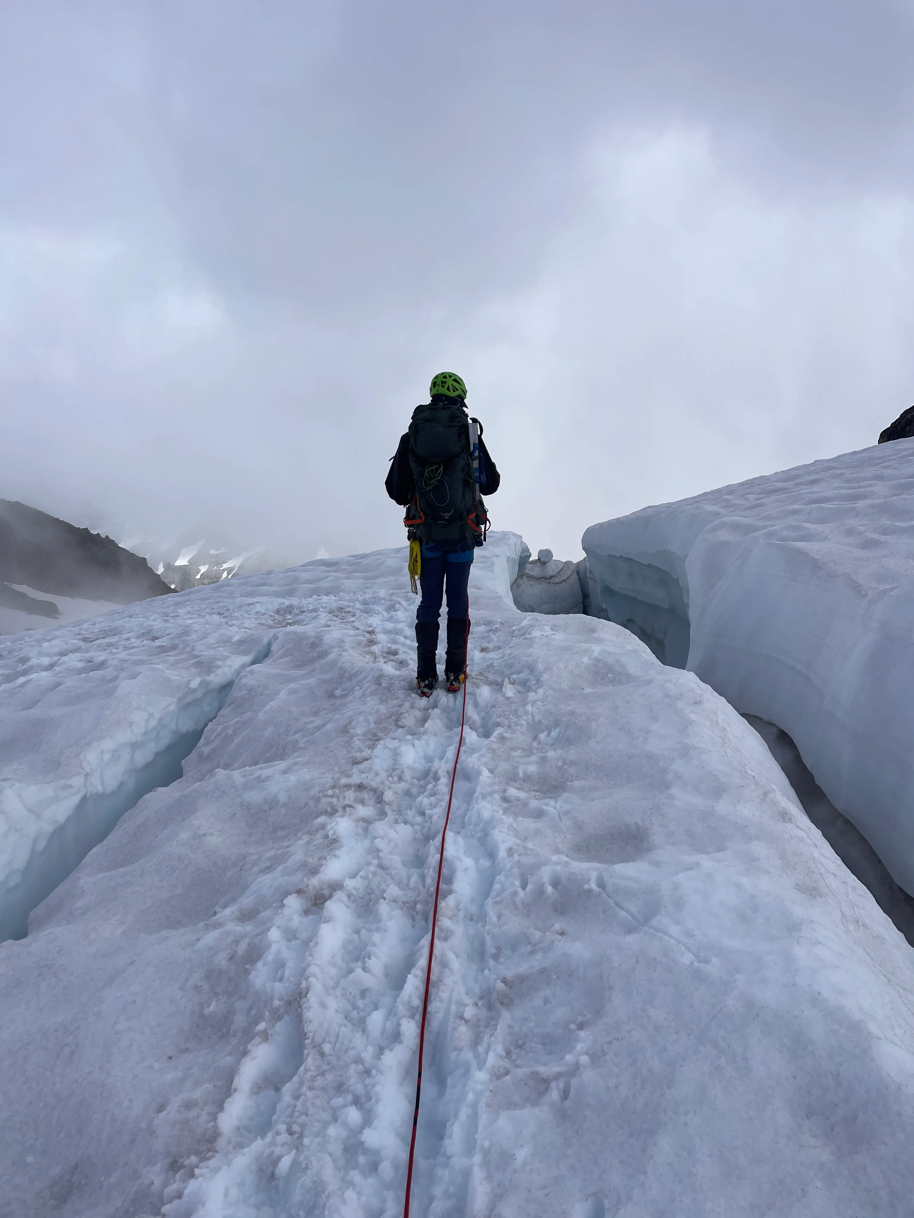 Crevasses opening up on the Cool Glacier, safe passage that won't last long