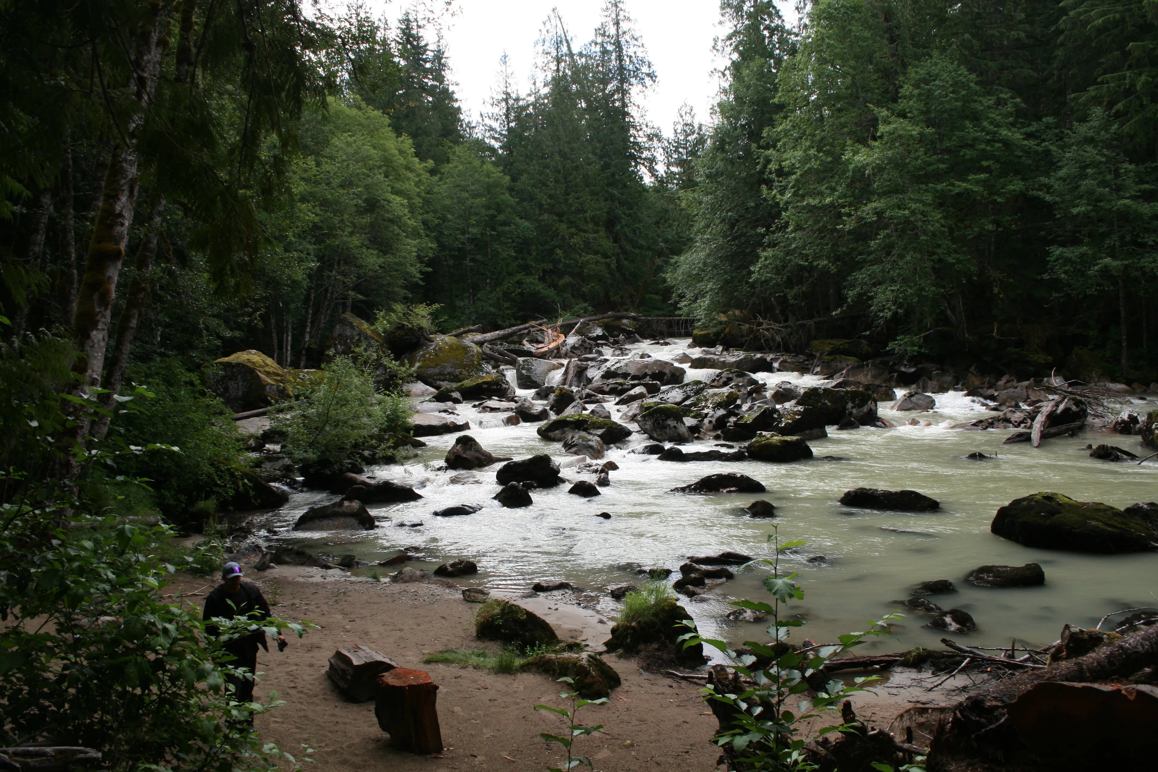 The North Fork Sauk River trailhead, the start of the long walk in to Glacier Peak