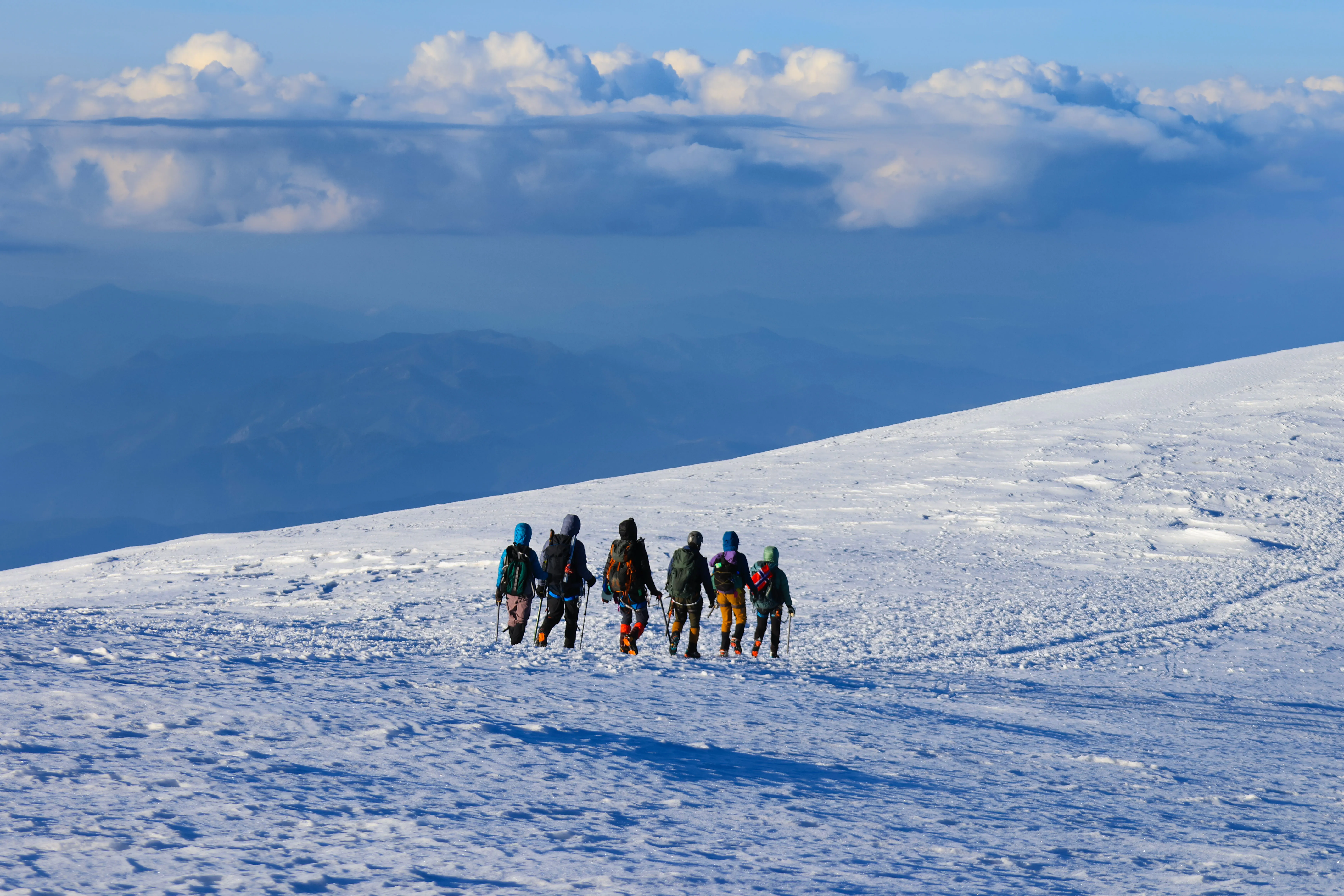 The team descending Misery Hill