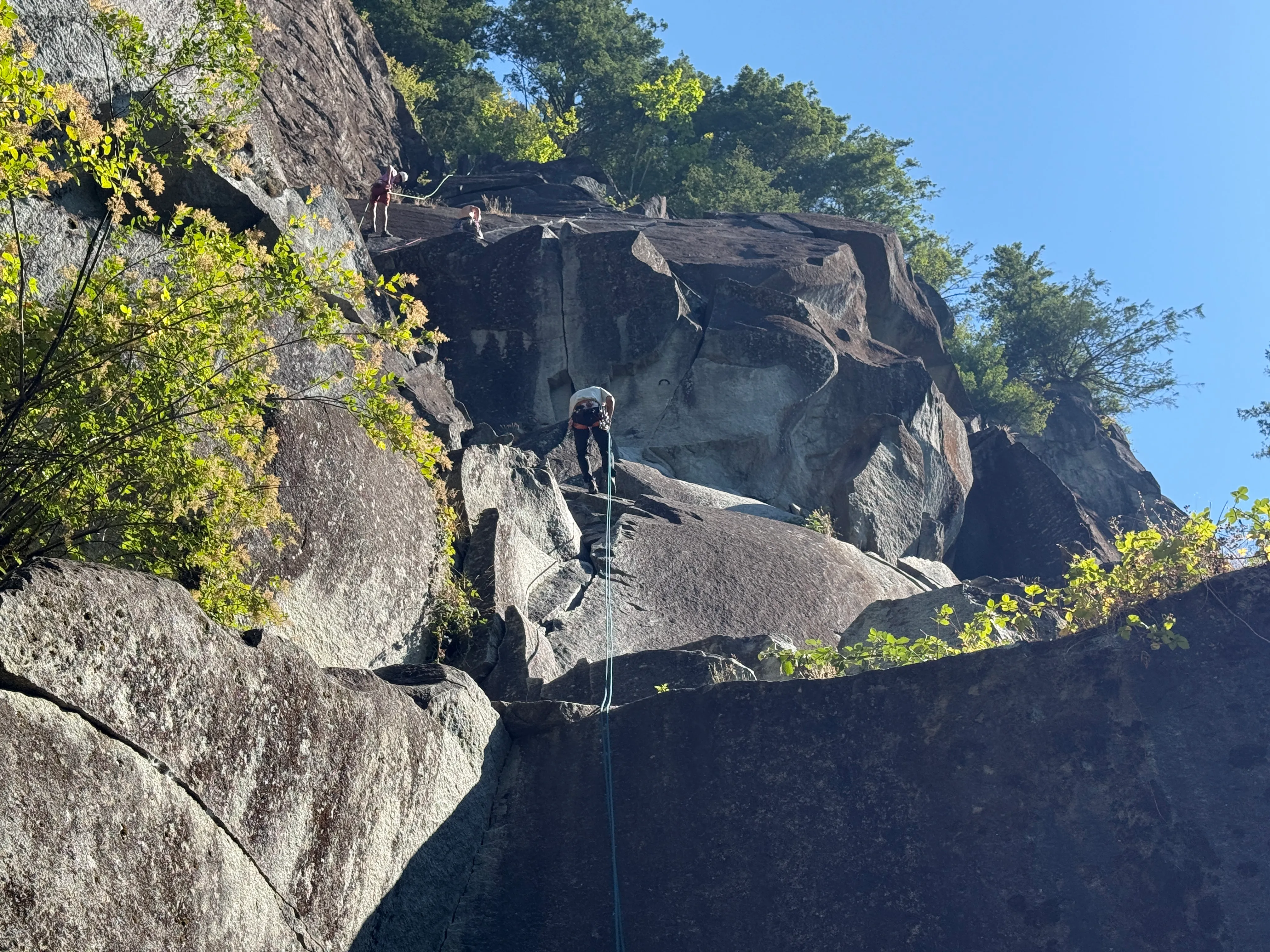Jon rappelling down pitch 1