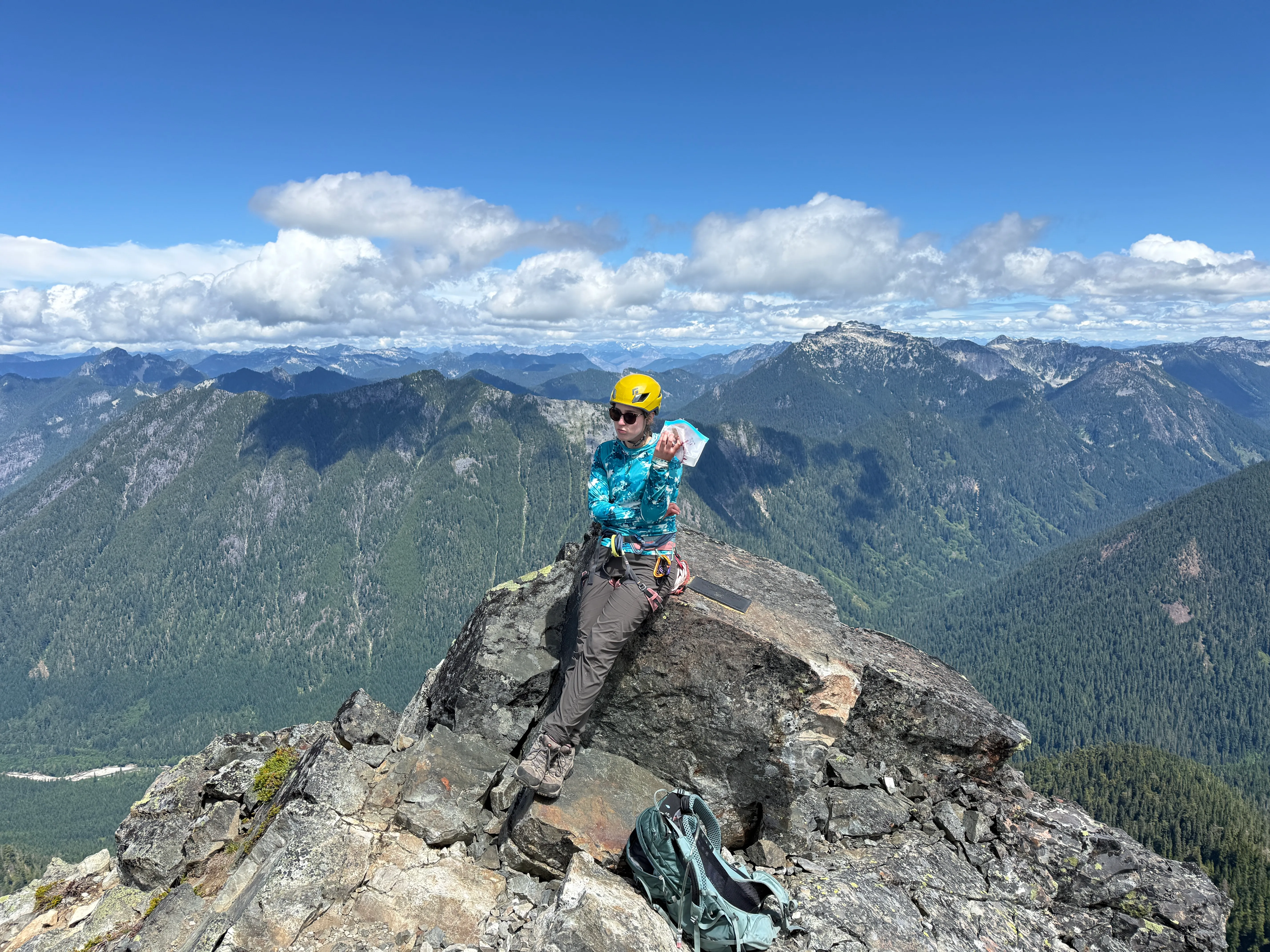 Leigh on the summit of Lundin