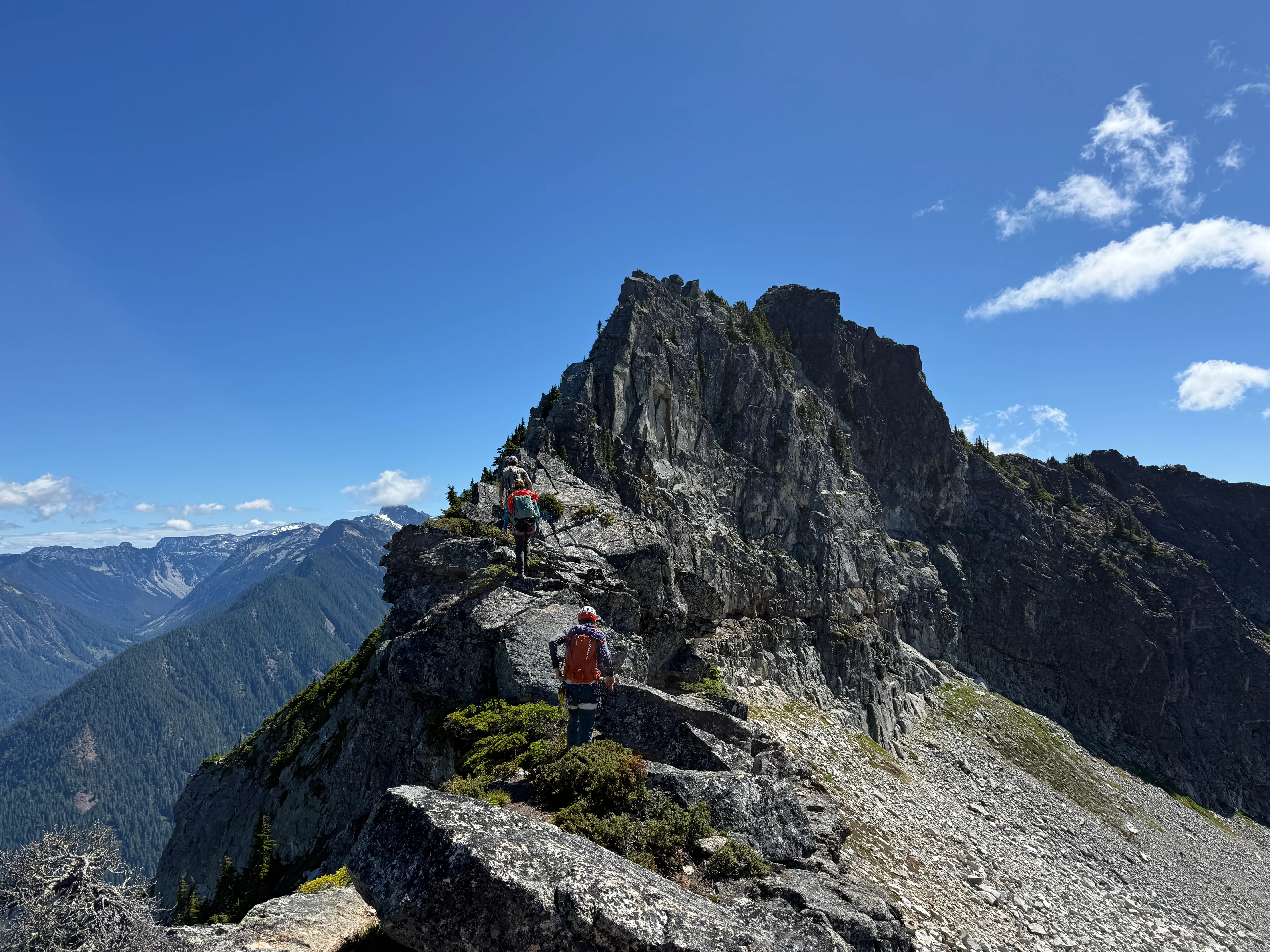 The climb begins on Lundin's ridge