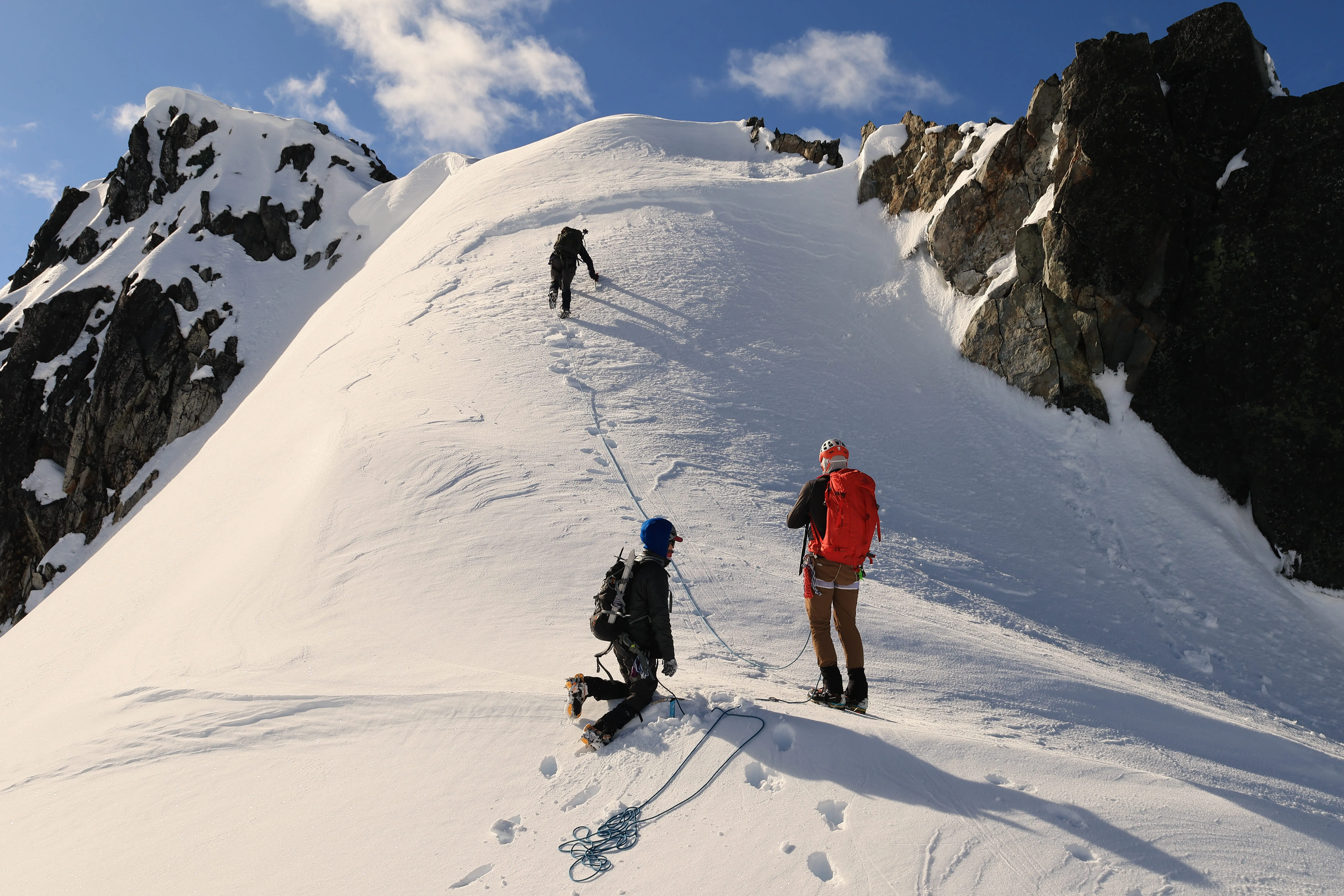 Ascending toward the small saddle below the summit