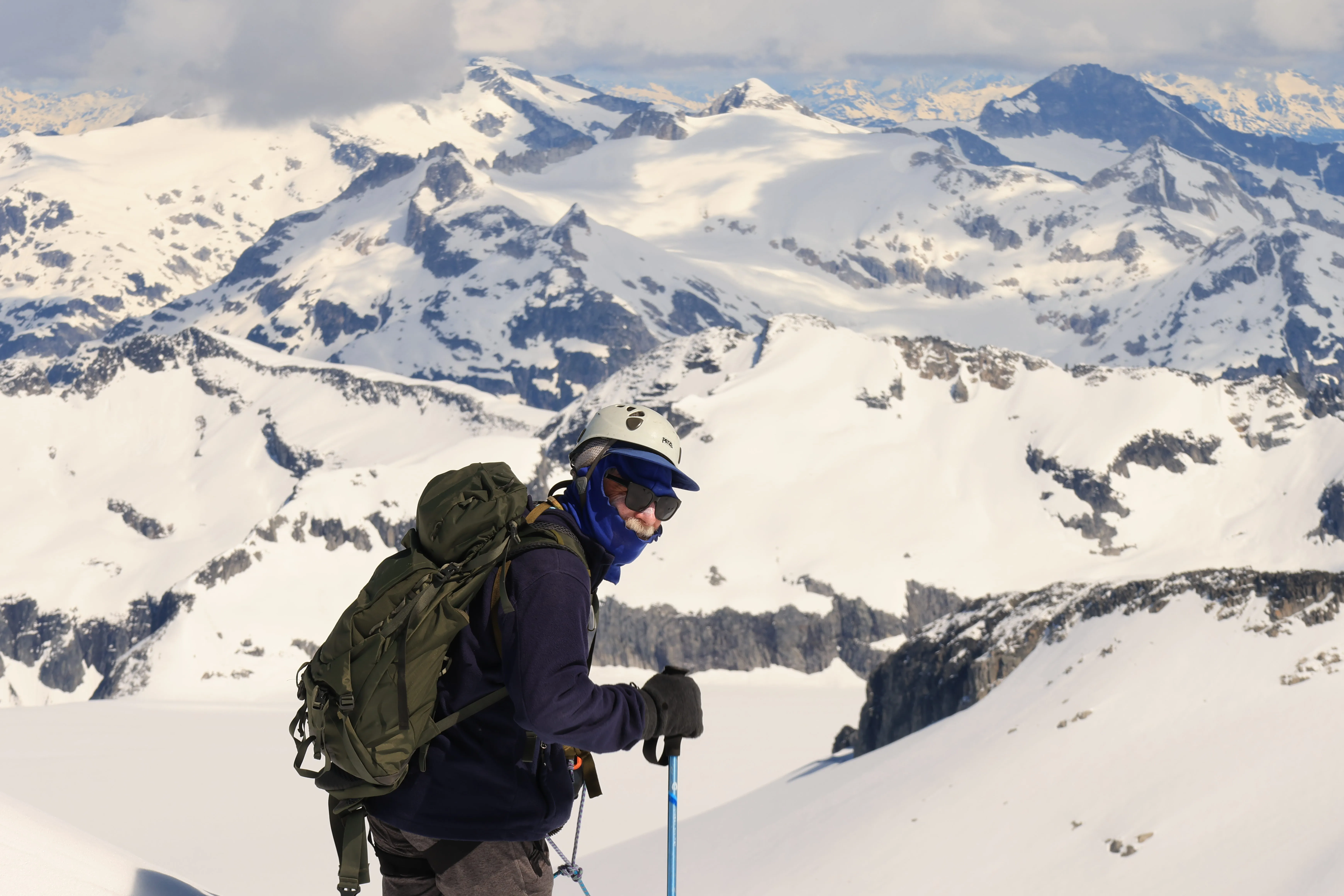 A climber descending the Mamquam cirque.