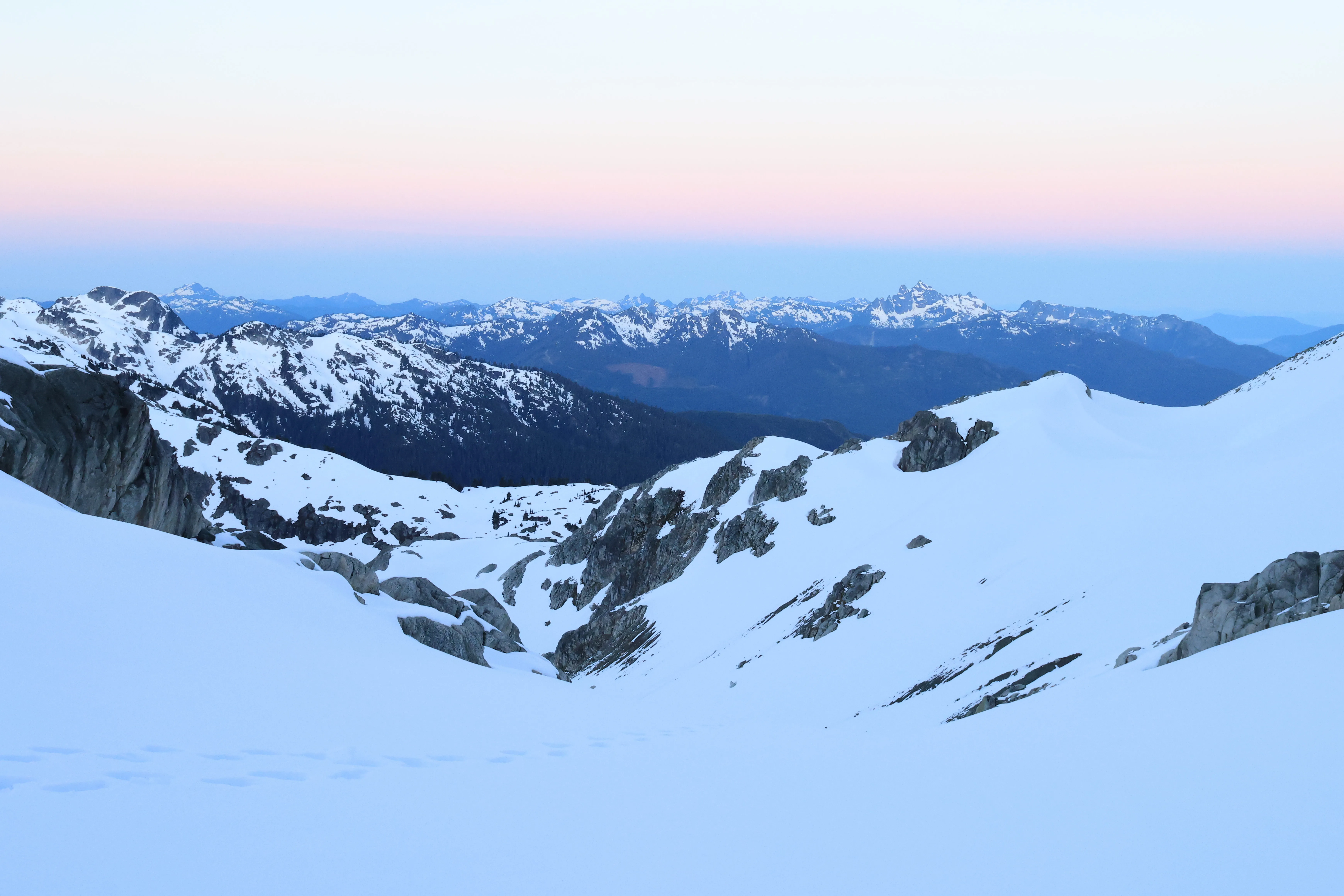 Sunrise breaking over the cirque