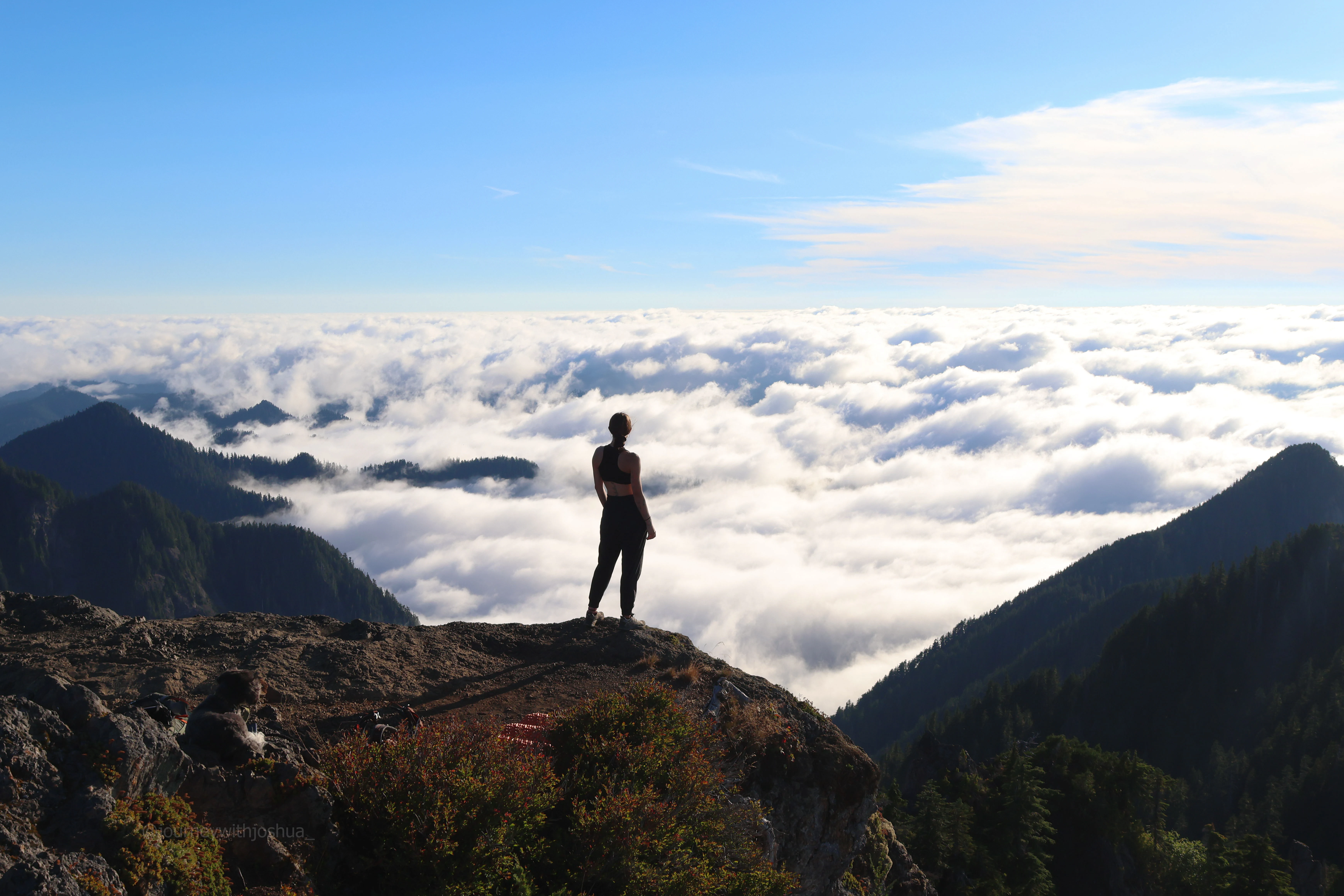 Haley taking in the views on arrival at the Olympic Range summit.
