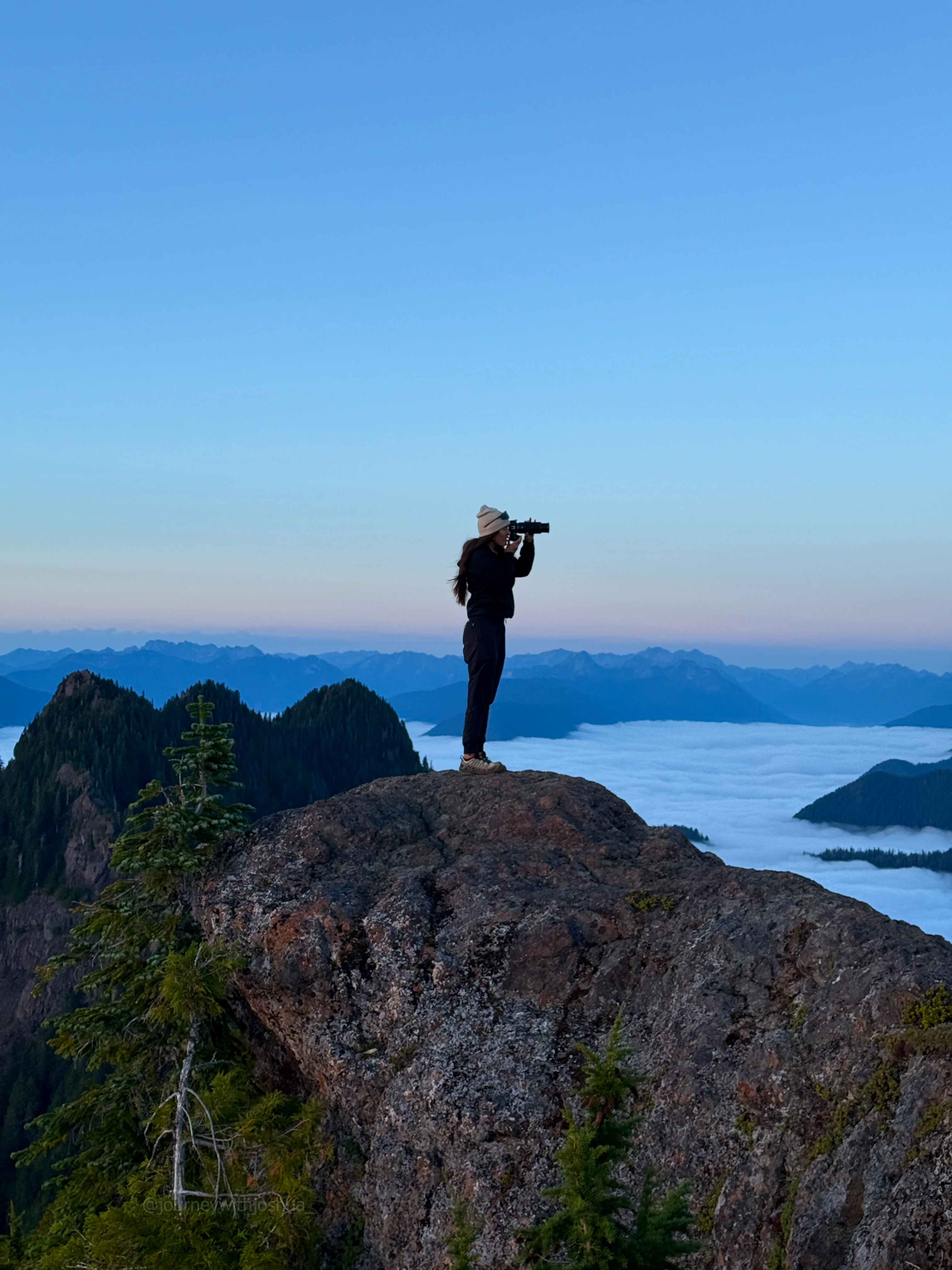 Haley working her magic behind the lens during the Olympic Range sunset.