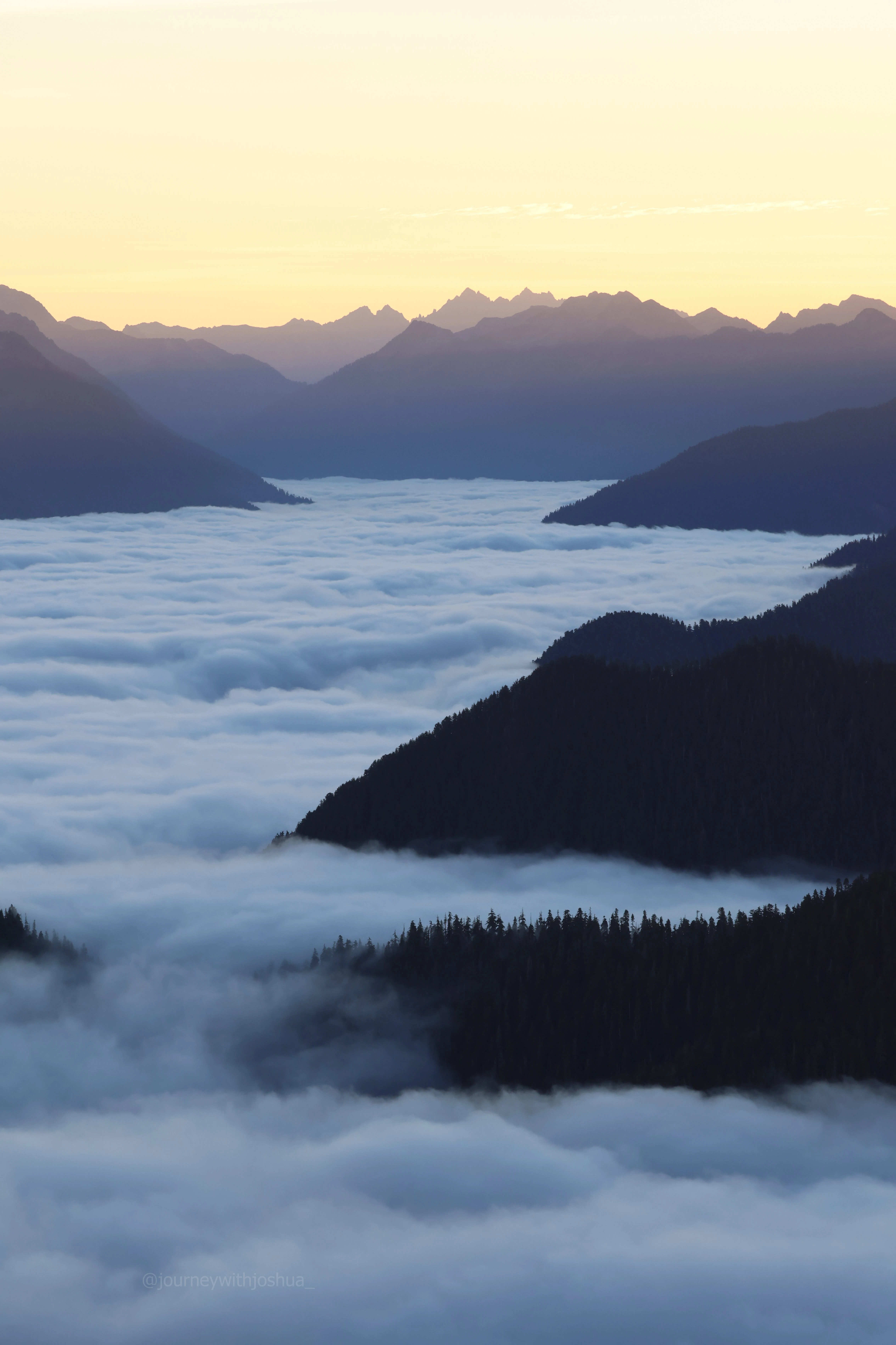 Hazy sunrise, the perfect PNW morning from the Olympic Range.