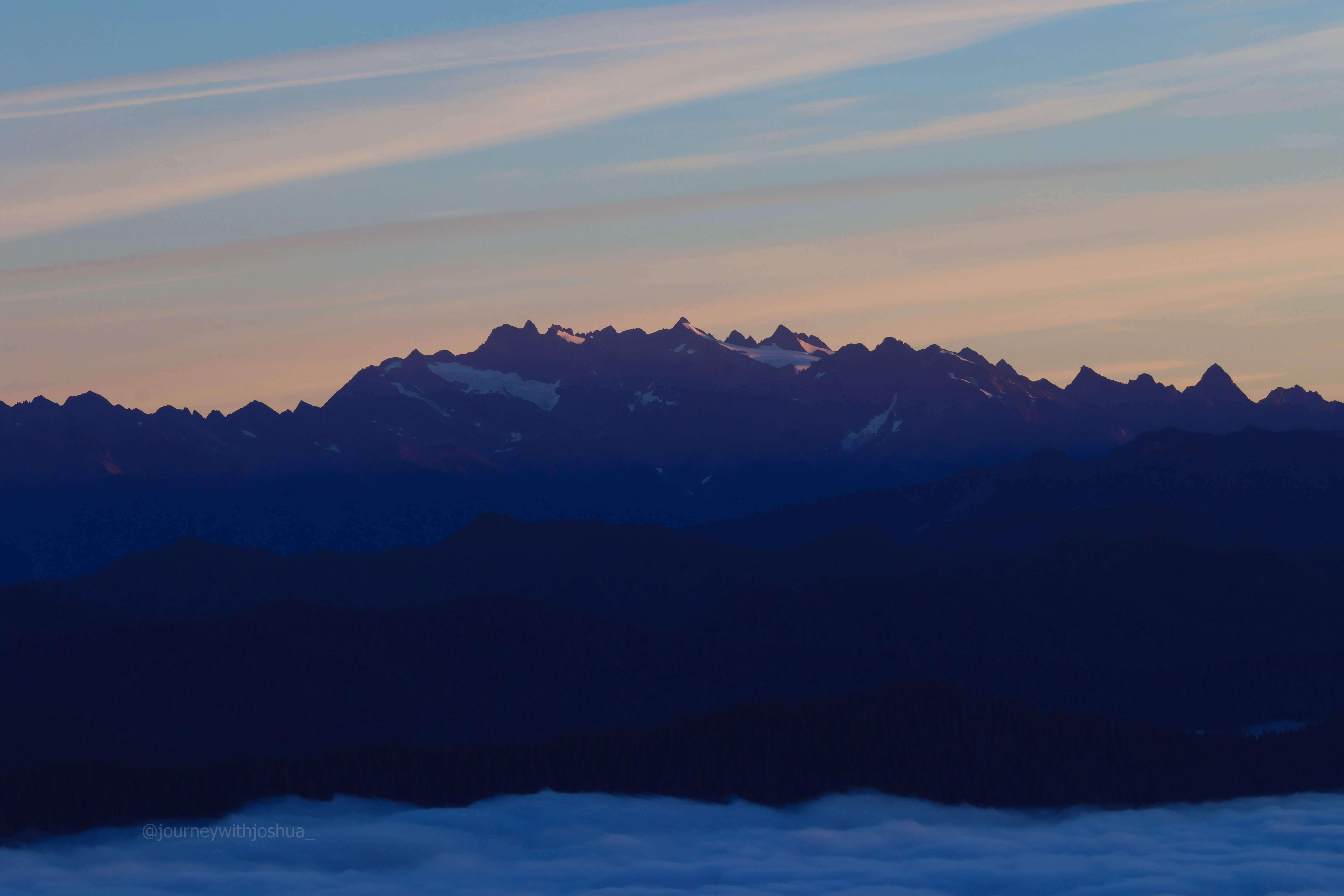 The sunrise on the Olympus layers was glorious, Olympic Range.