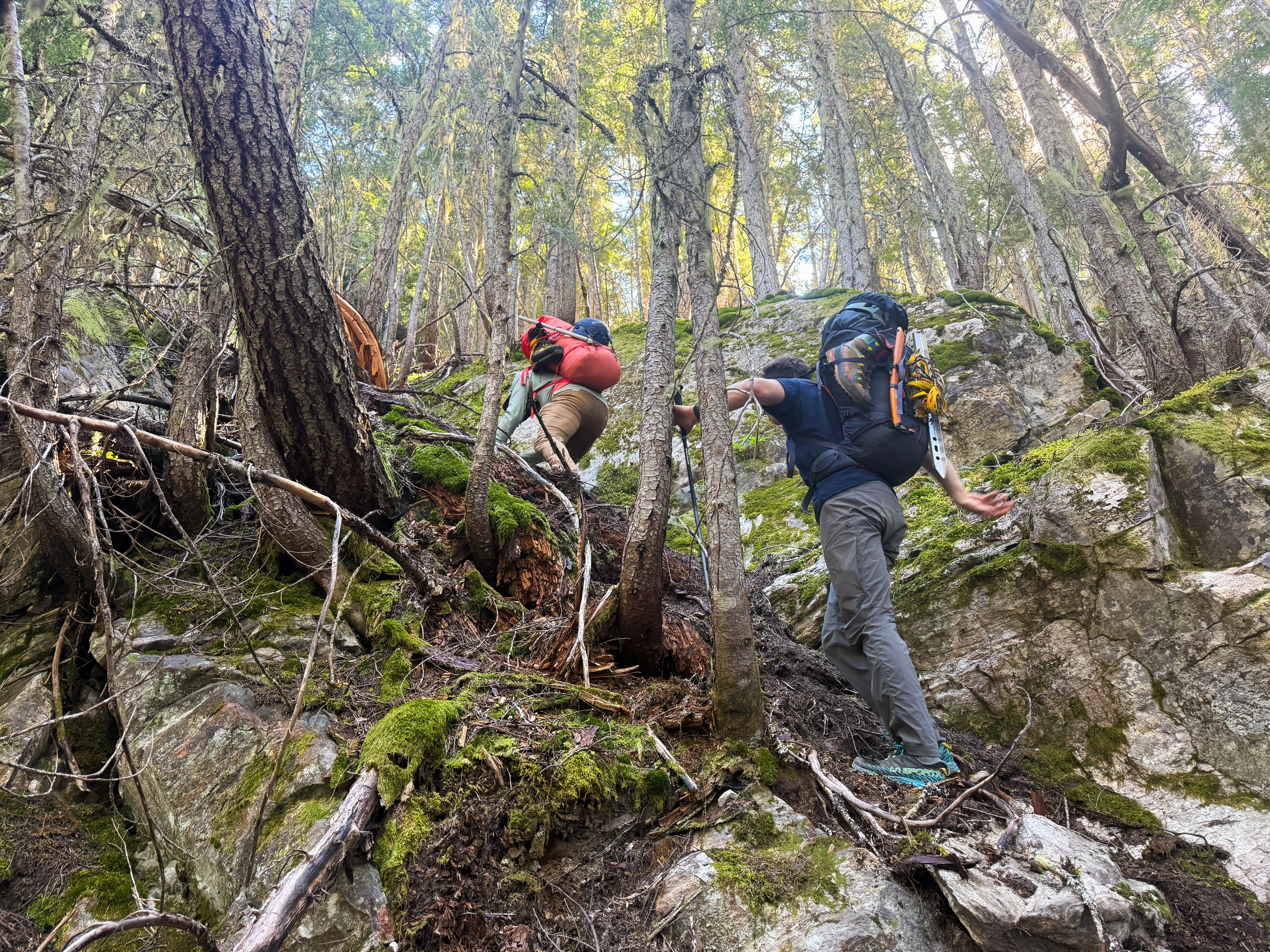 Jon and Dan clearing the dirt moat on Lucky Ridge