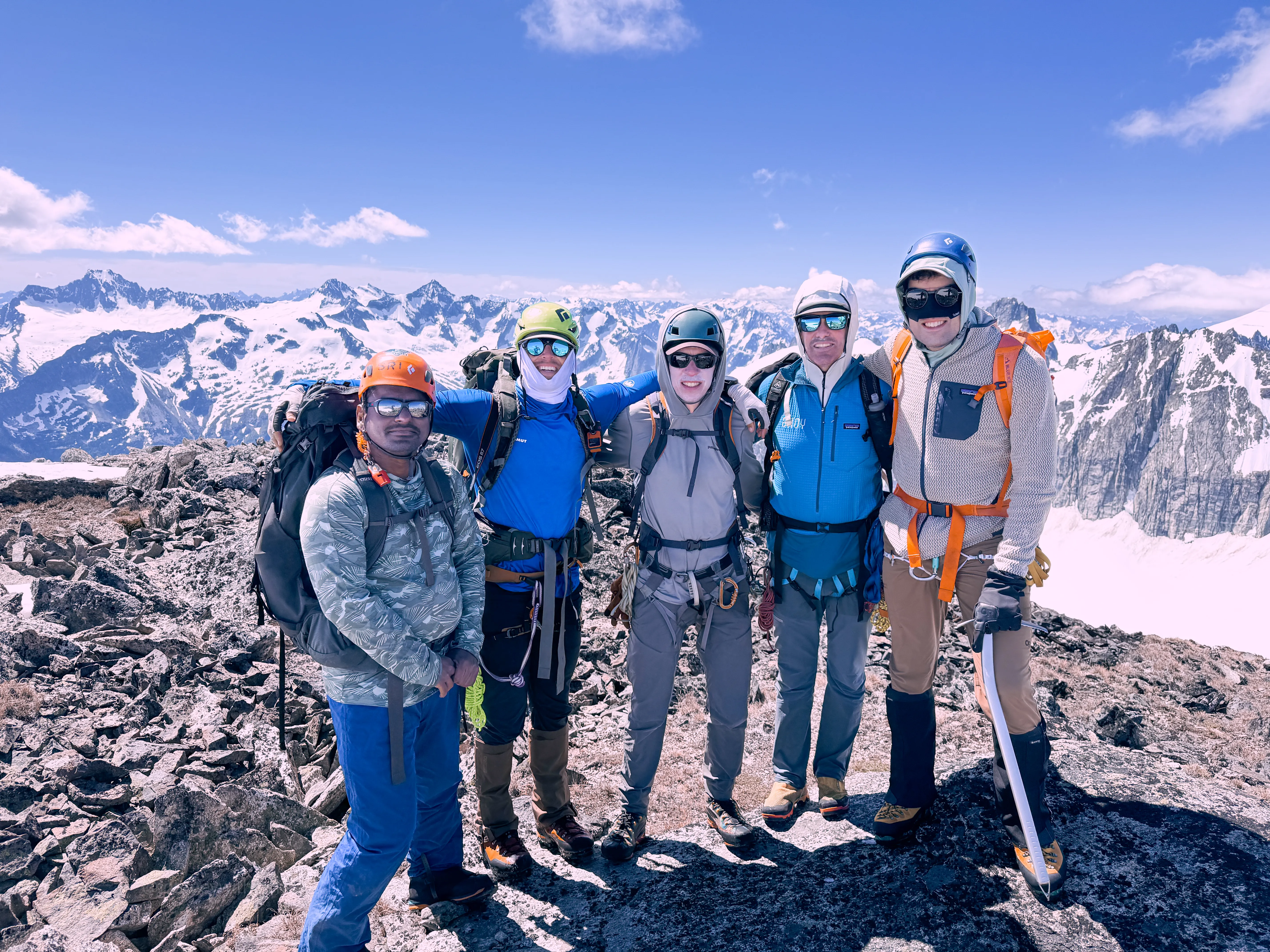 The full team on the summit of Primus Peak