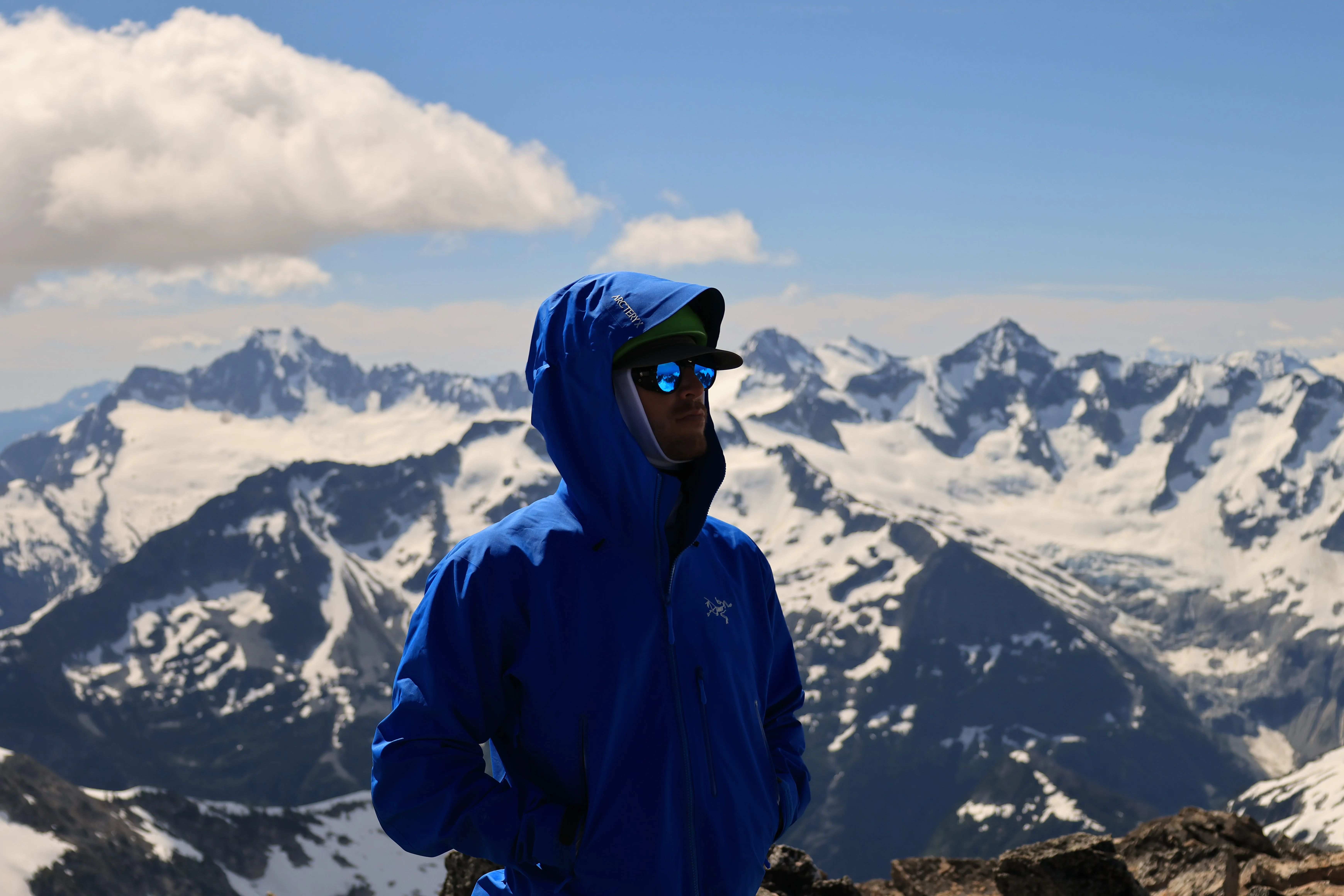 Joshua scrambling in his element high on Mount Primus.
