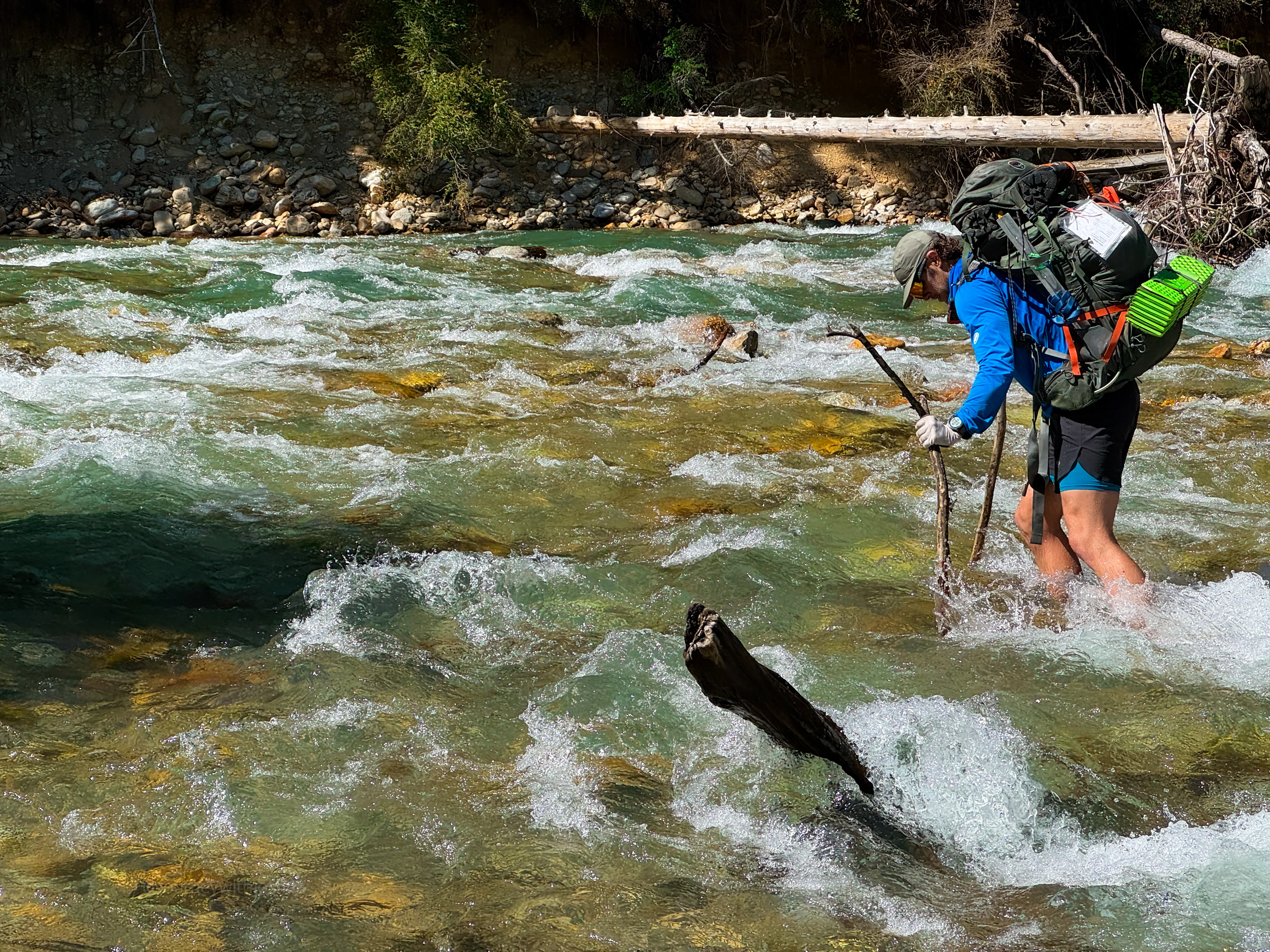 Joshua crossing Thunder Creek again on the way out