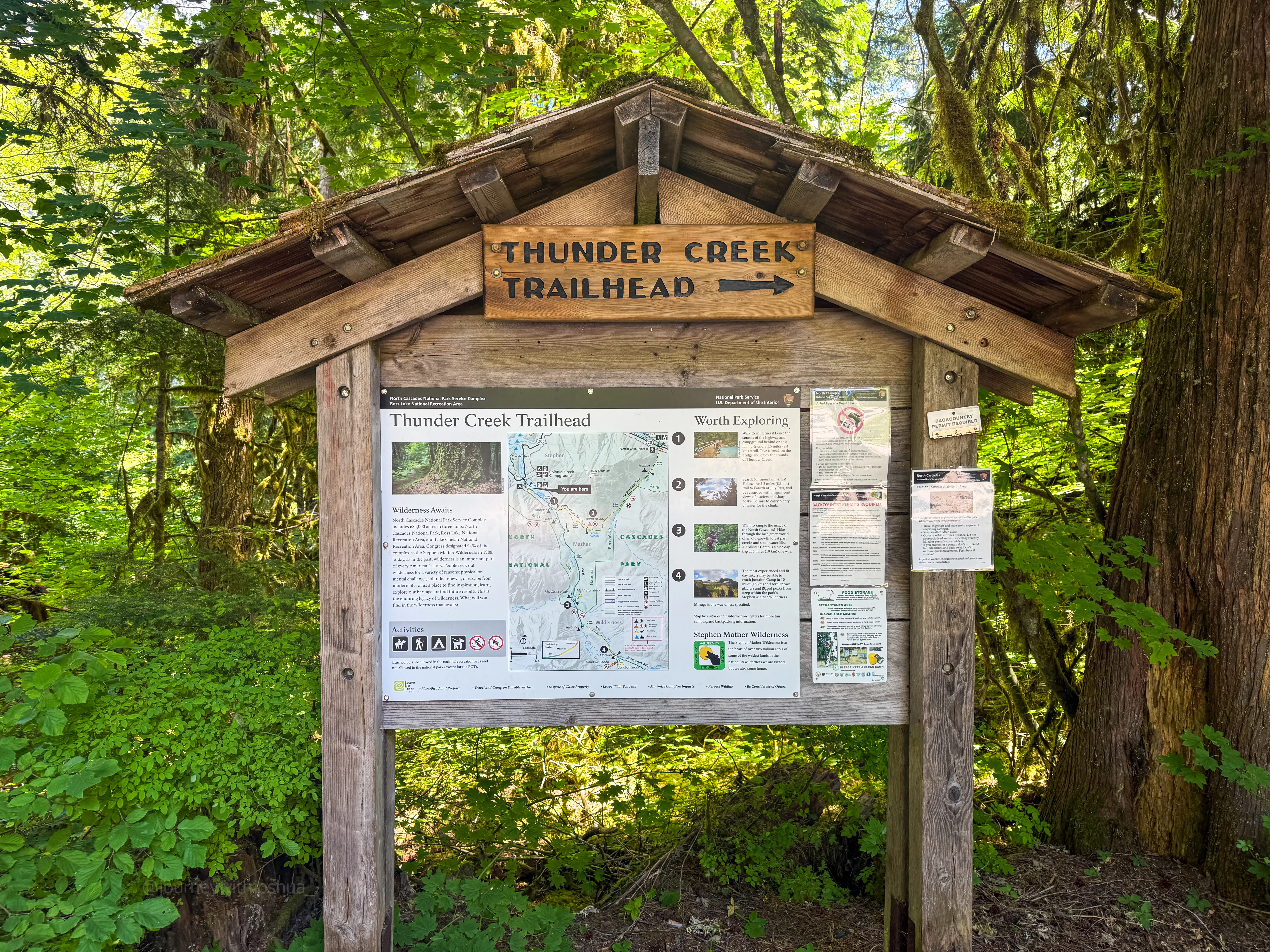 The Thunder Creek trailhead sign