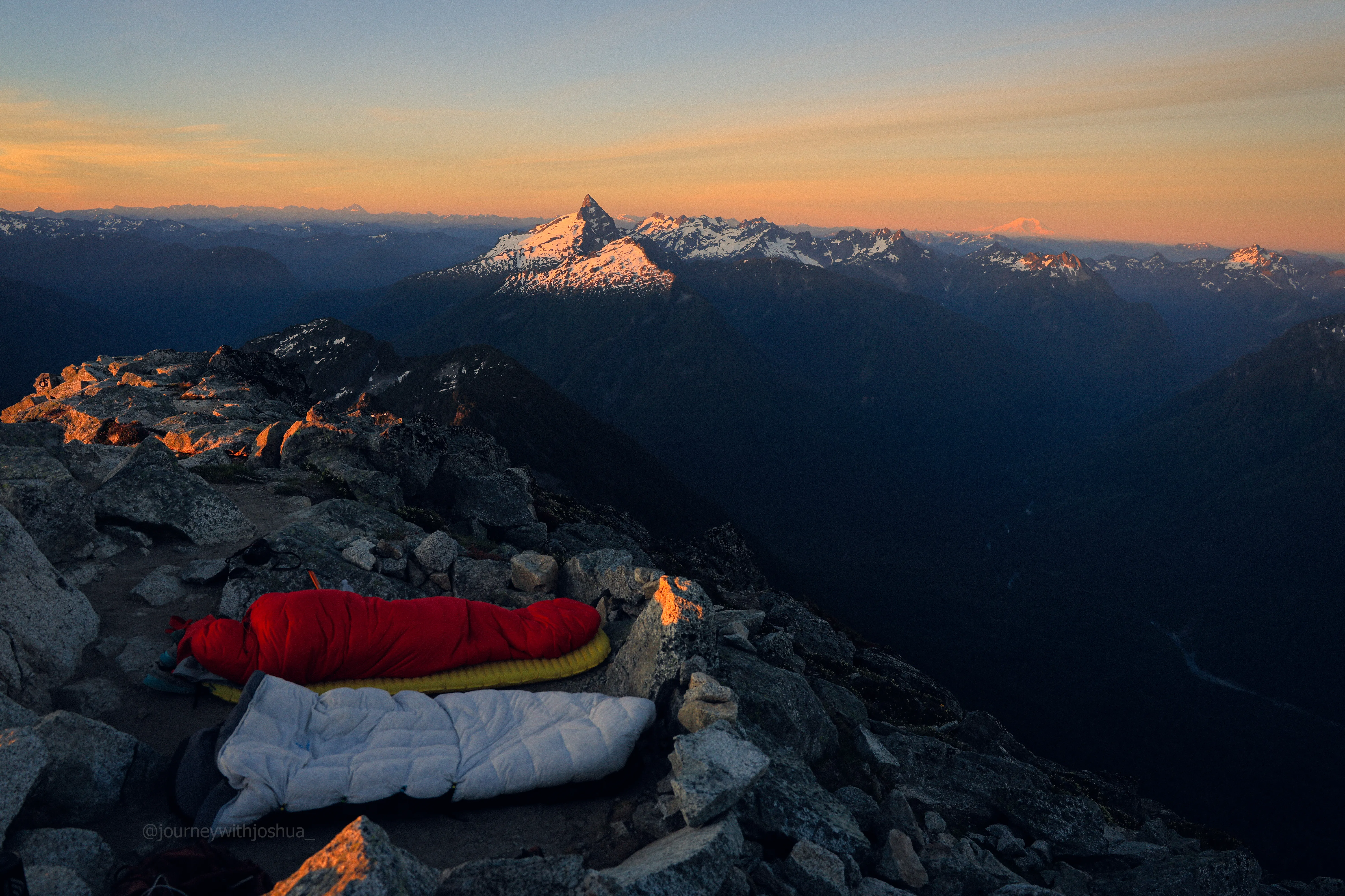 Our bivy site at night on the Mount Pugh summit