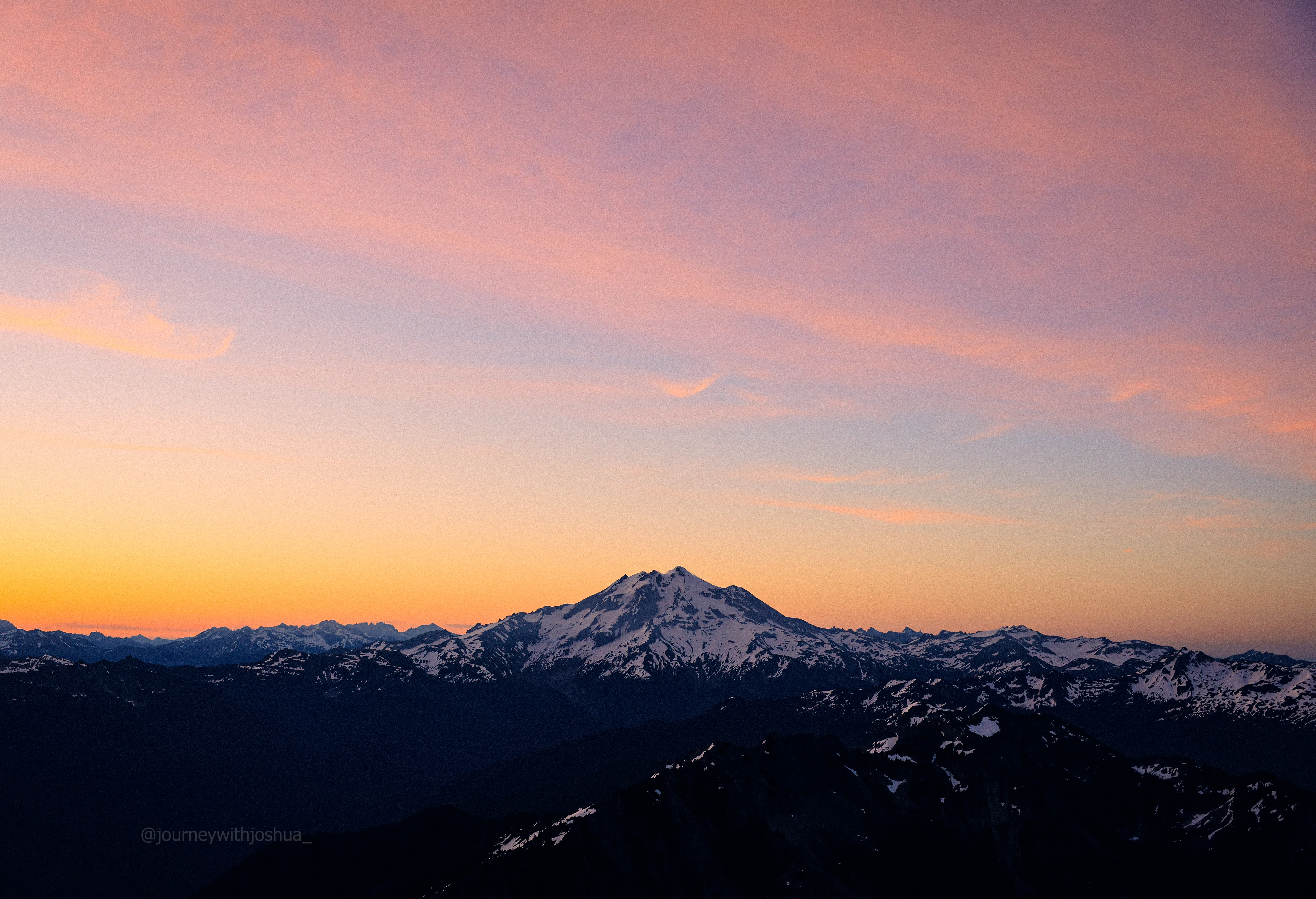 Sunrise over Glacier Peak from the Mount Pugh bivy
