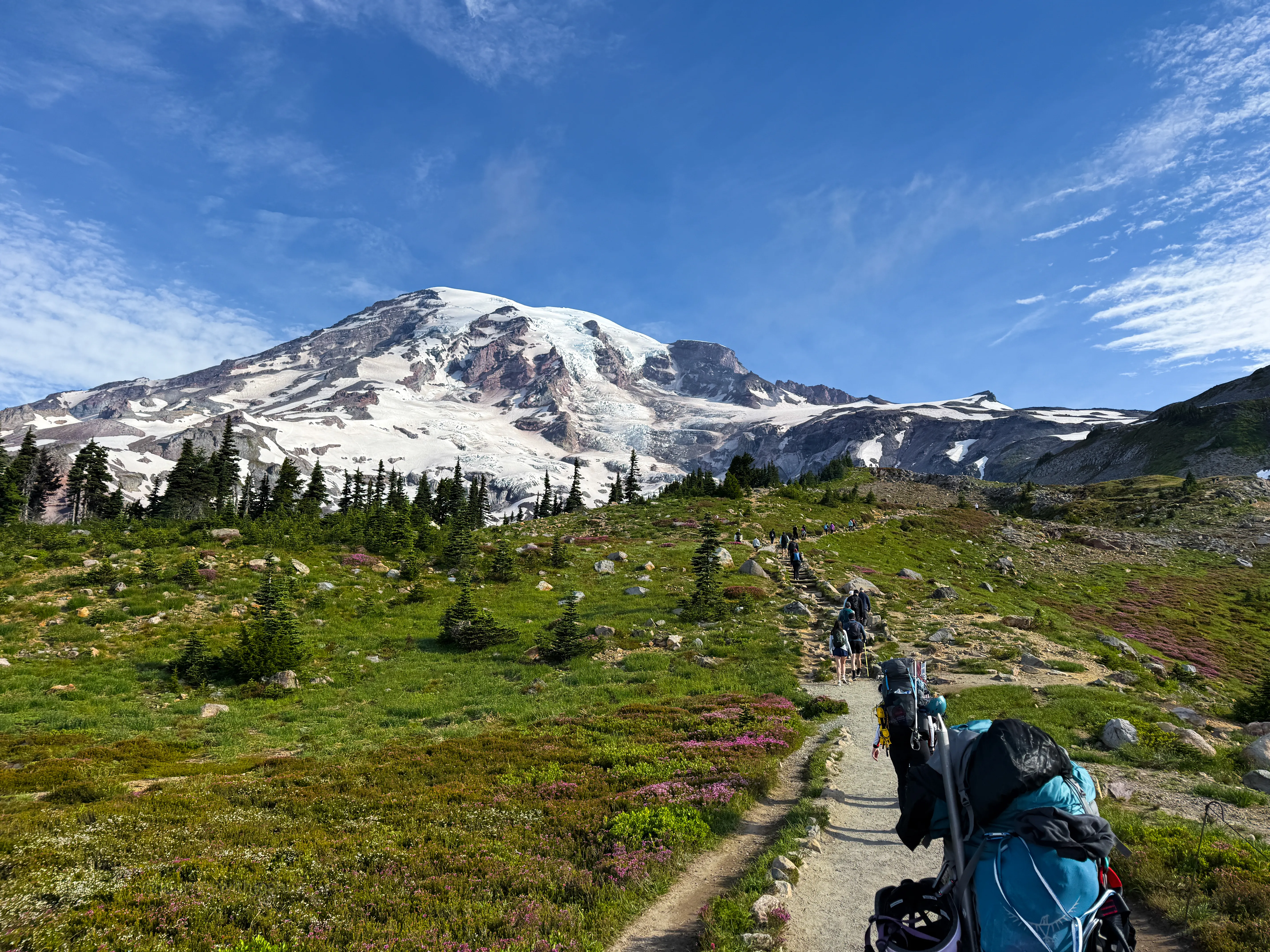 Hiking up the steep Skyline Trail pavement