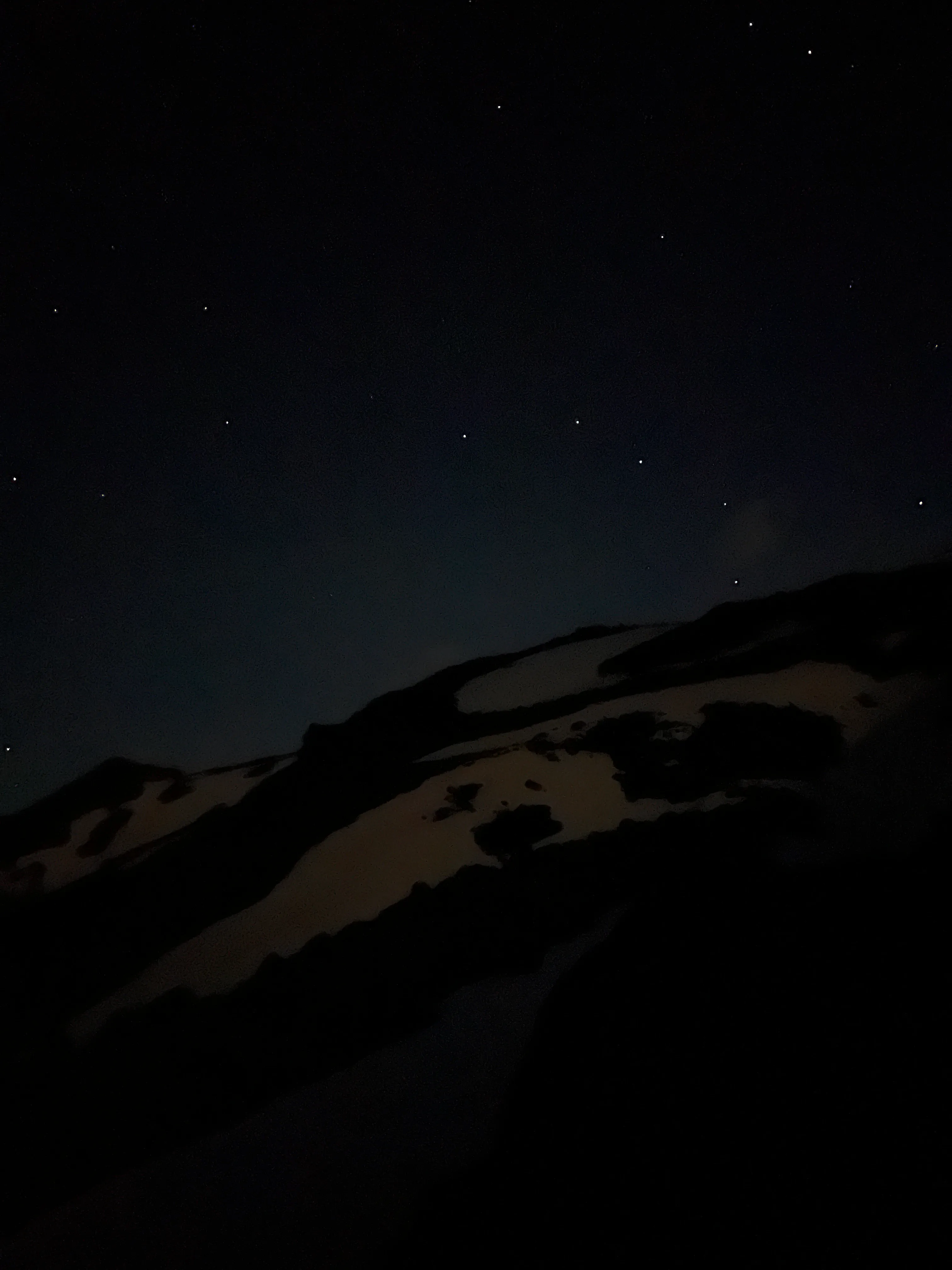 The Big Dipper over the snowy ridges of Mount St. Helens at night