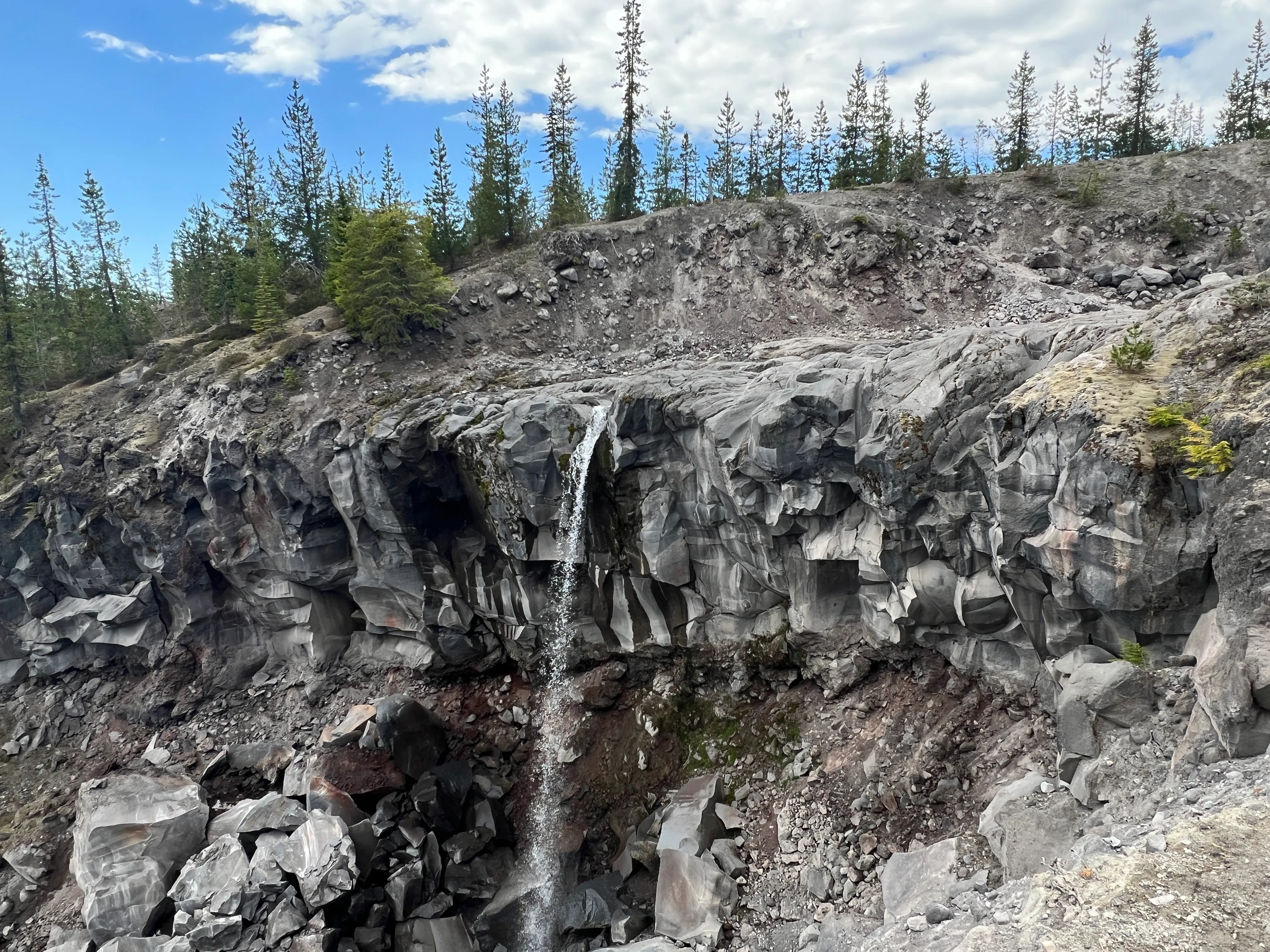 Chocolate Falls in daylight on the descent