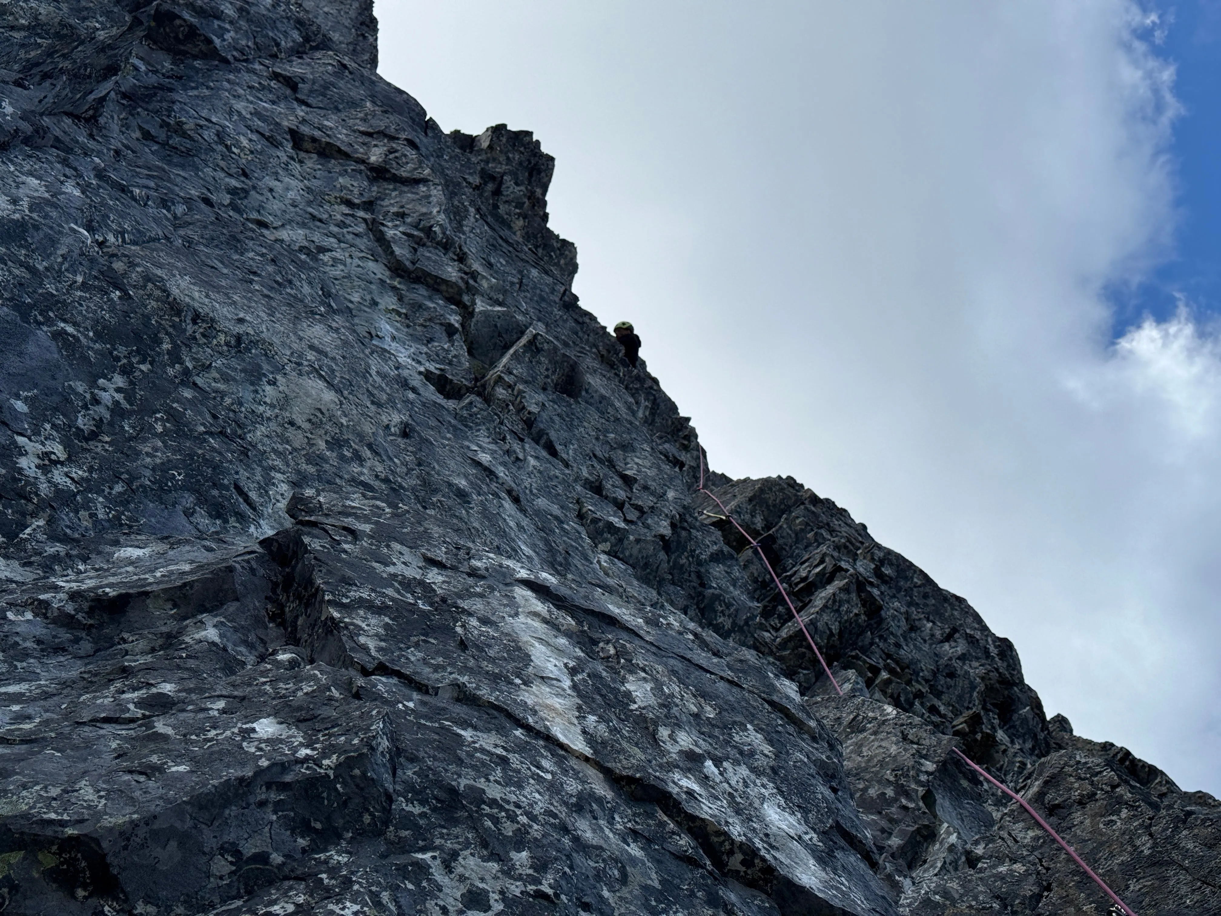 Bob leading a pitch on The Edge of Time Arete