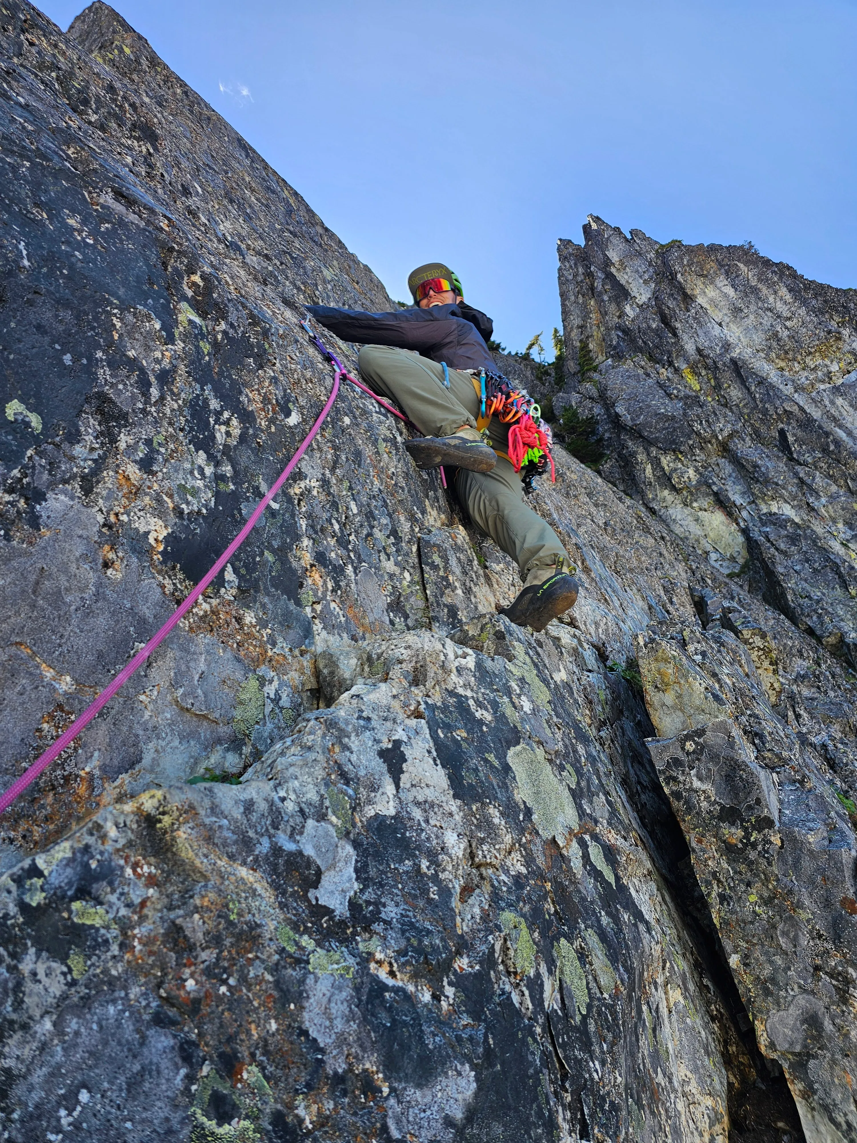 Joshua on lead on the 5.8 pitch