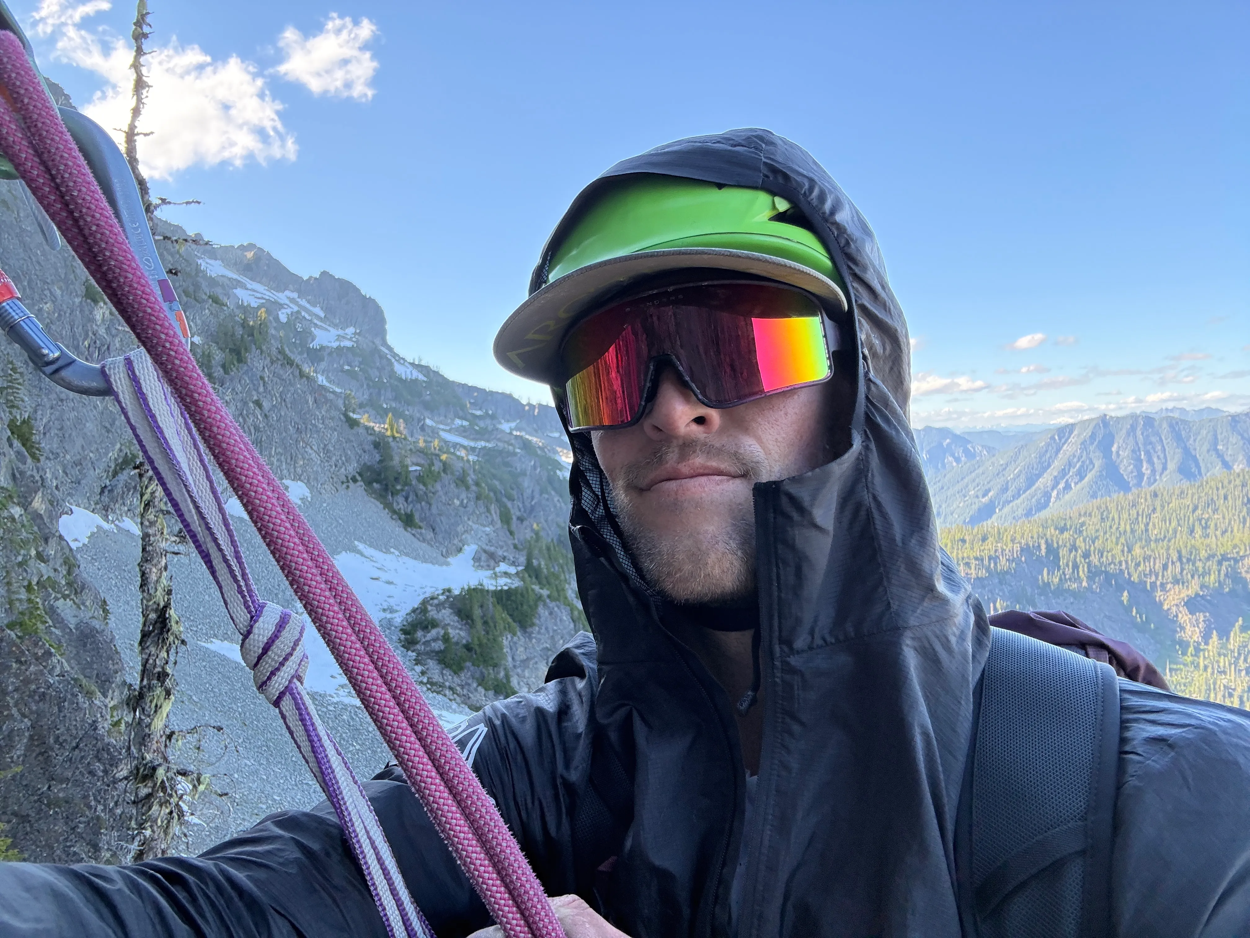 Rappel selfie on the descent off The Fang