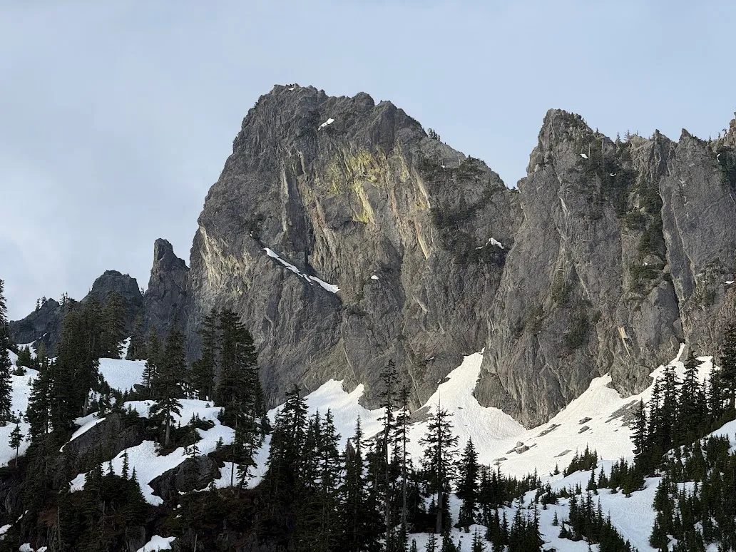 First view of The Tooth from the Snow Lake Trail