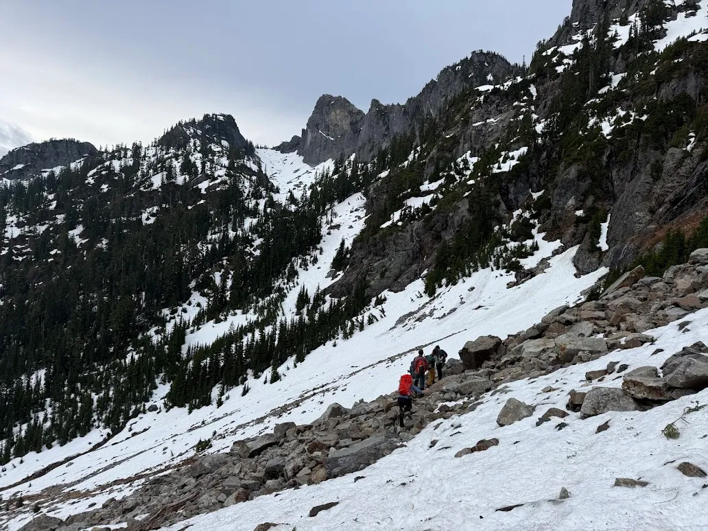 Off the trail and into the talus below Pineapple Pass