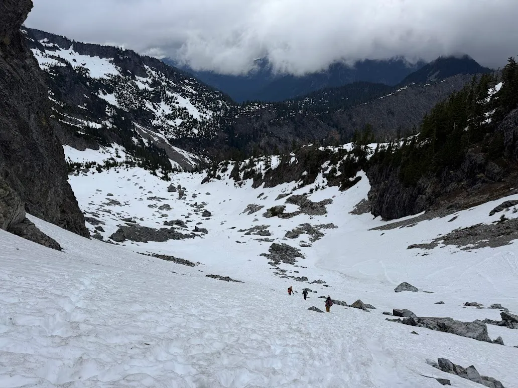The walk back out through the snow
