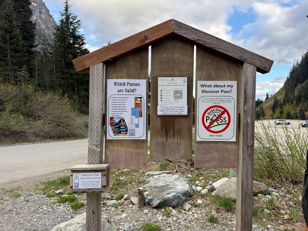 The pass kiosk at the Snow Lake trailhead