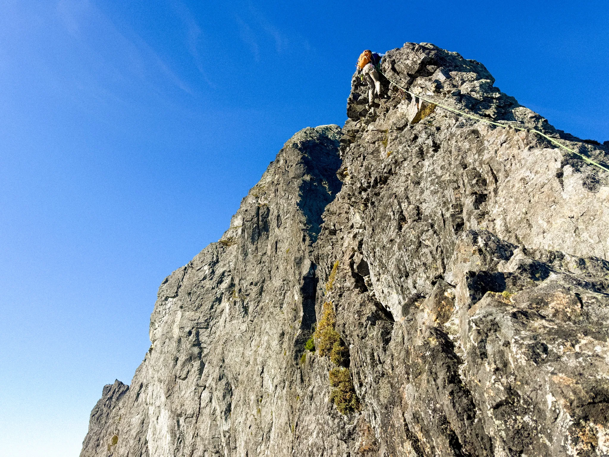 Adam on lead during the early pitches of the Mount Triumph Northeast Ridge