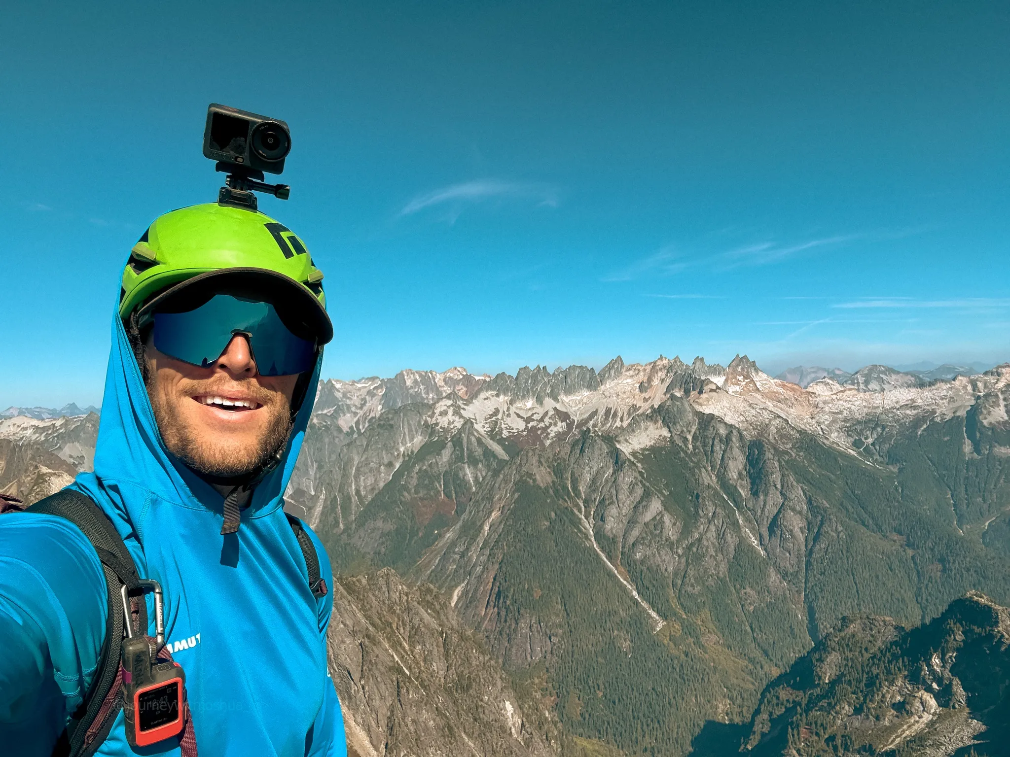Quick selfie with the Picket Range on the summit of Mount Triumph