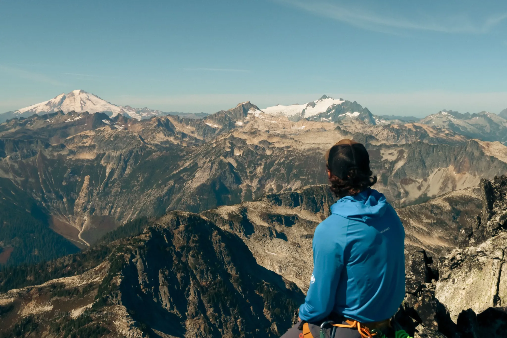 Looking out towards Mount Baker and Mount Shuksan from the summit of Mount Triumph