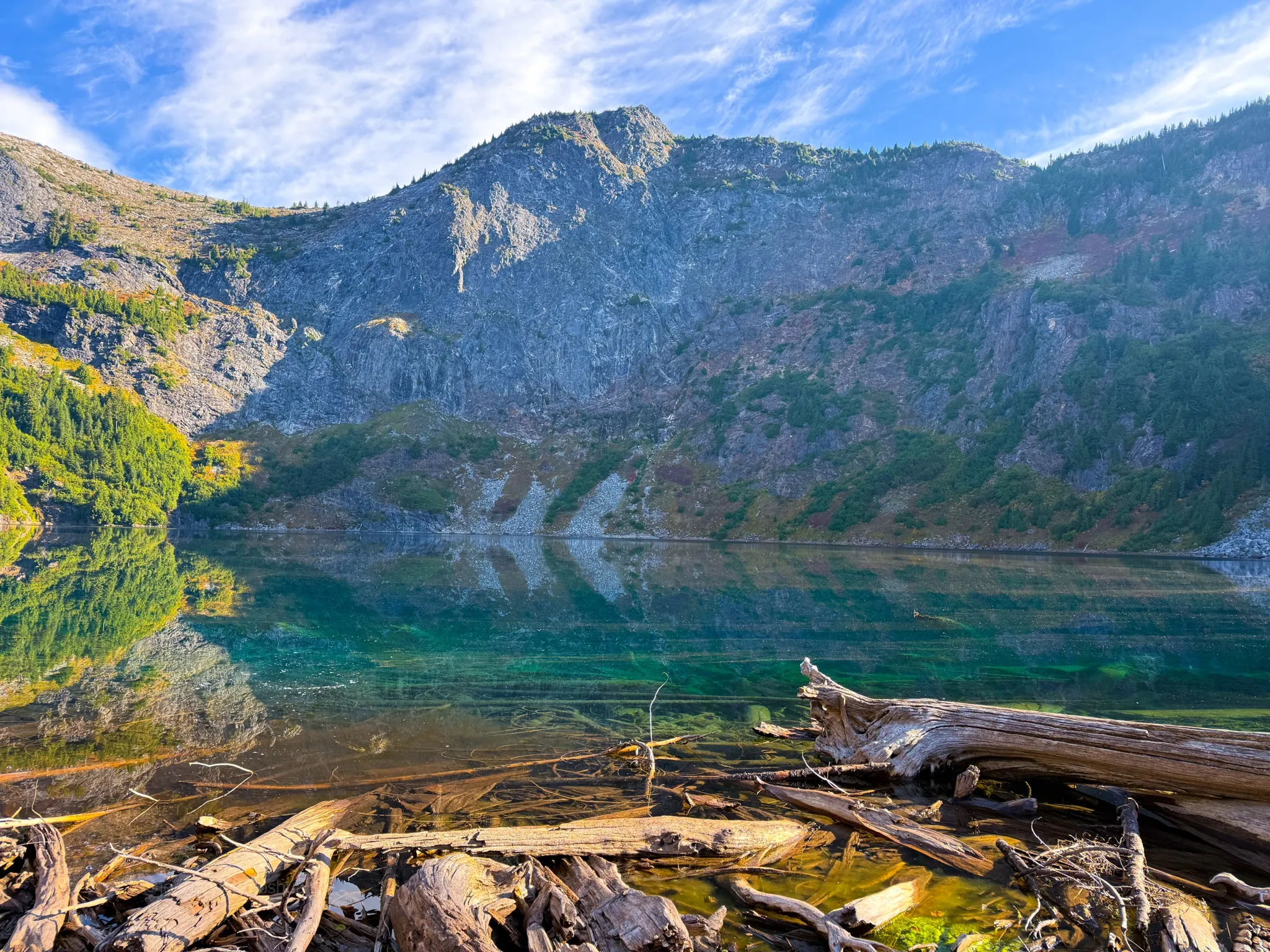 One last summer alpine lake swim before we go on the return from Mount Triumph