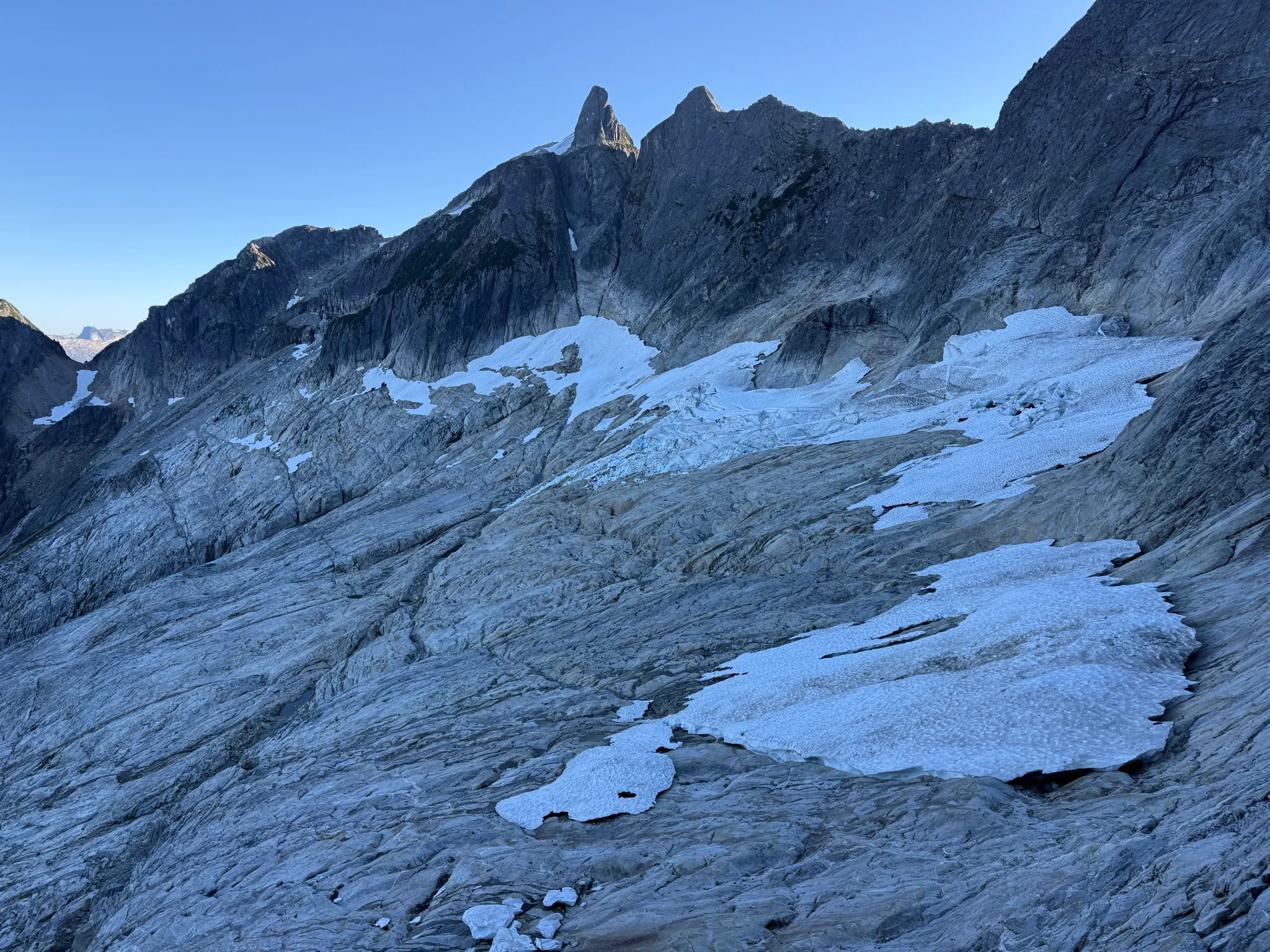 So close to being off the ridge and back on the slabs on the descent of Mount Triumph