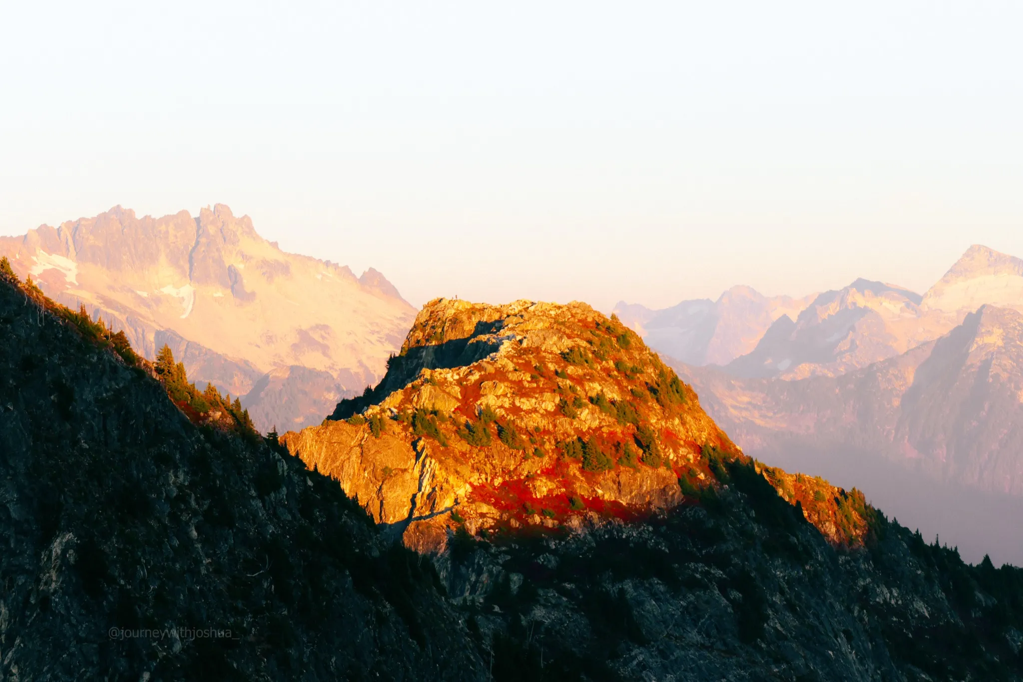 Sunset over Trapper Peak on day 1 of the Mount Triumph Northeast Ridge climb