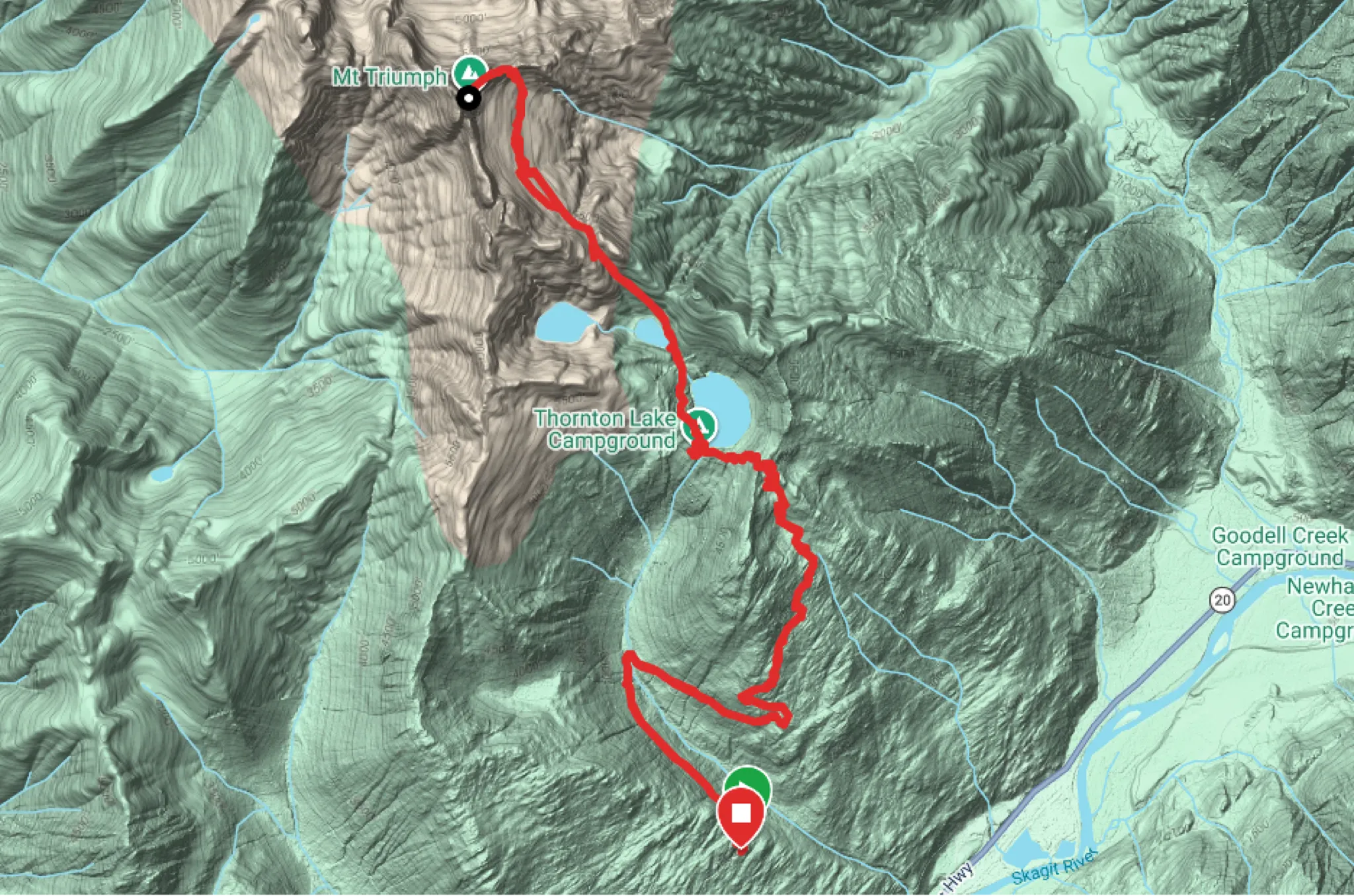 Mount Triumph Northeast Ridge route map