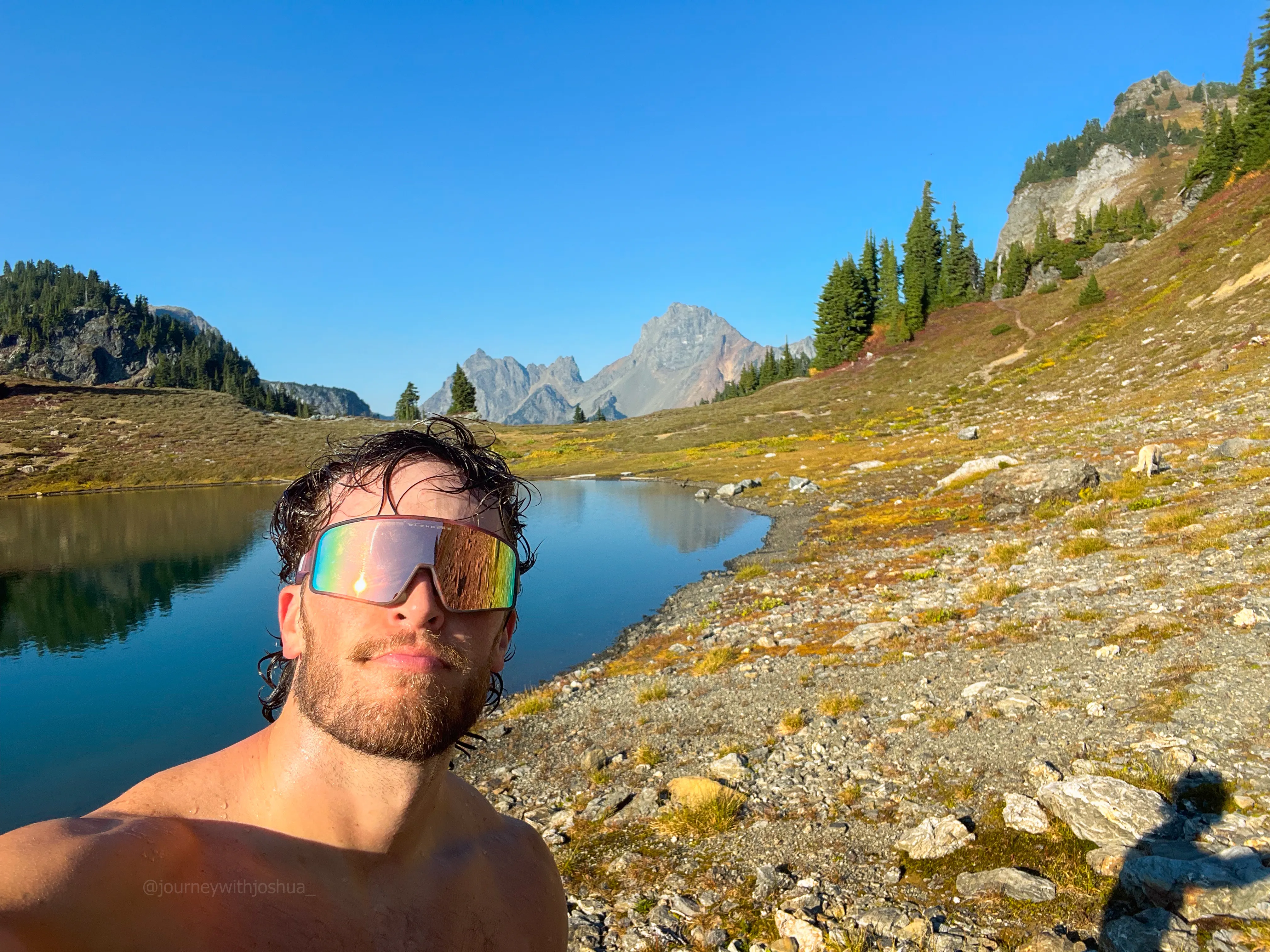 Swimming in the alpine lake